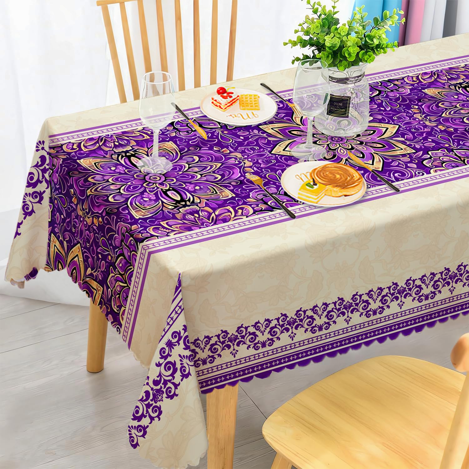 iEvery Mandala Tablecloth Wipe Clean 100x140cm, Wipeable Rectangular Table Cloth Waterproof Stain-Resistant Polyester Table Cover for 2-3 Seater Dining Kitchen Patio Garden Party Outdoor Home Decor โ image 1