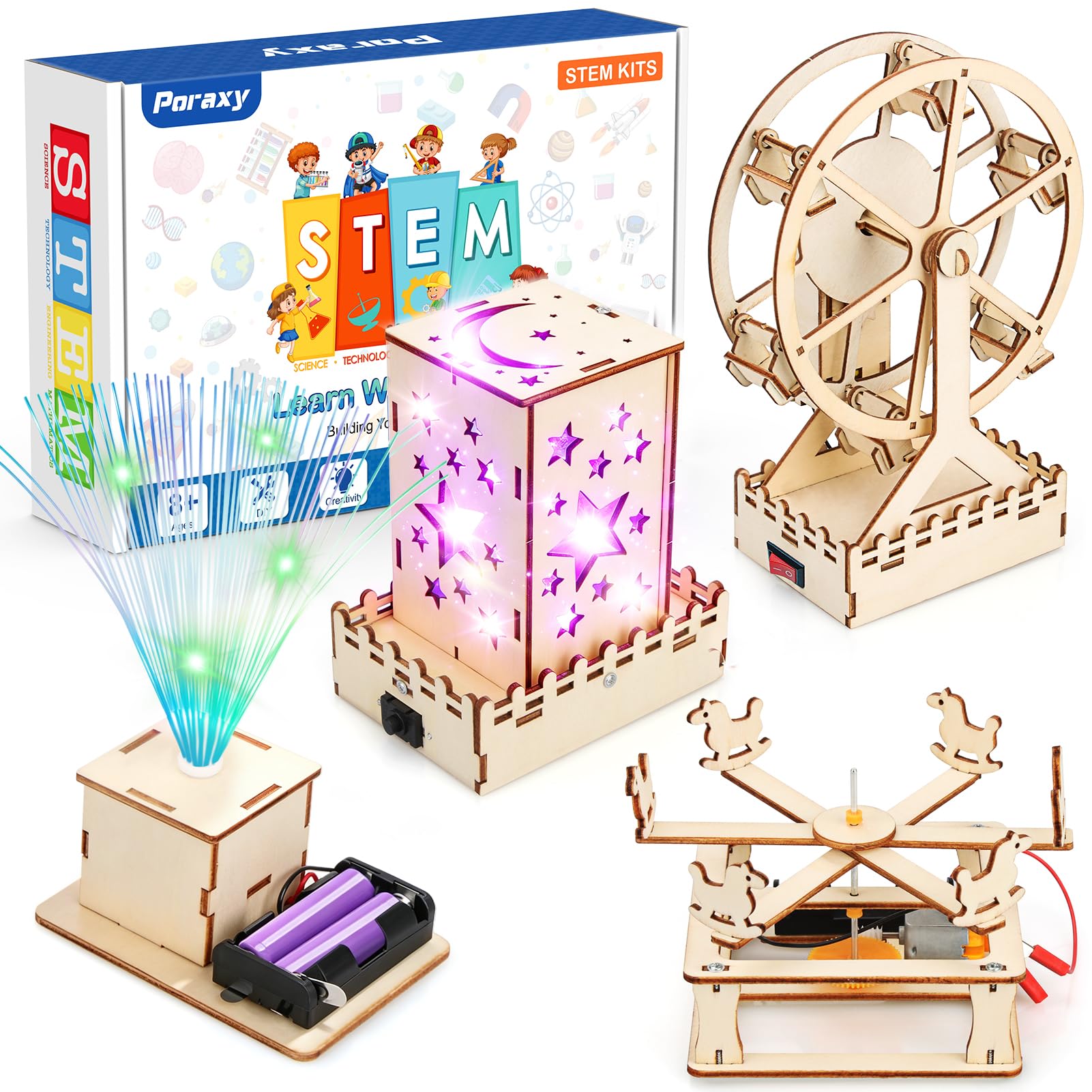 Amazon.com: Poraxy 4 in 1 STEM Kits for Kids Age 8-10, Science