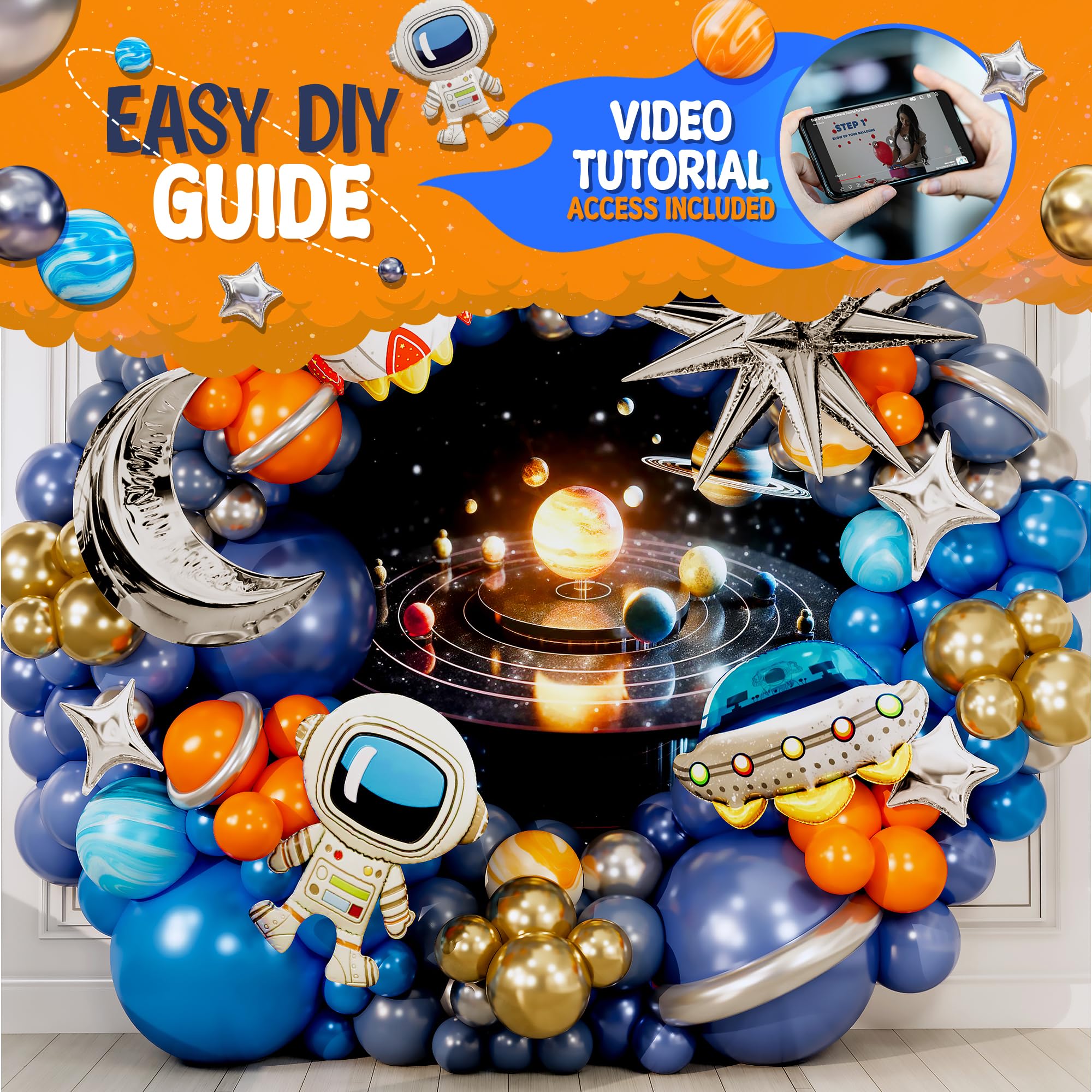 Space Orange Balloon Arch Kit — view 6