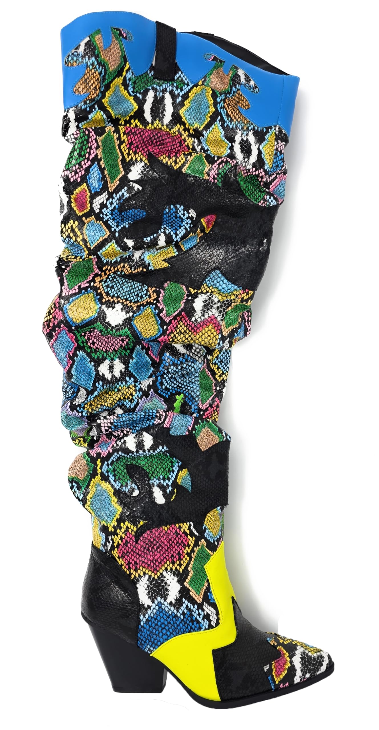 YOKI Cowgirl Boots Women, Over the Knee Western Cowboy Boots for Women with Chunky Block Heels