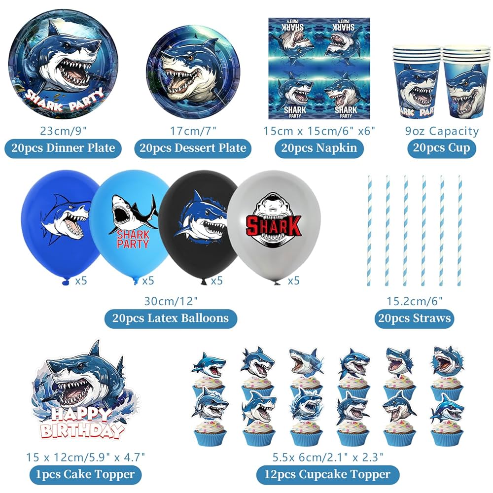 Grattis Pu00e5 Fu00f6delsedagen Shark Banner - Haj Party Dekorationer Fu00f6r Pojkar Pojkar Haj Fu00f6delsedag Banner Hav Tema Party Supplies Tema Party Under Havet