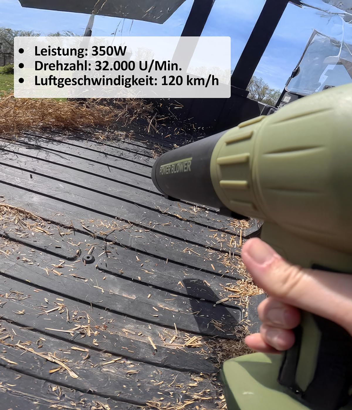 Genius Power Blower - Soplador de Hojas inalámbrico con batería de 7 TLG, soplador de Polvo eléctrico portátil con batería, 120 km/h, Solo 1,5 kg