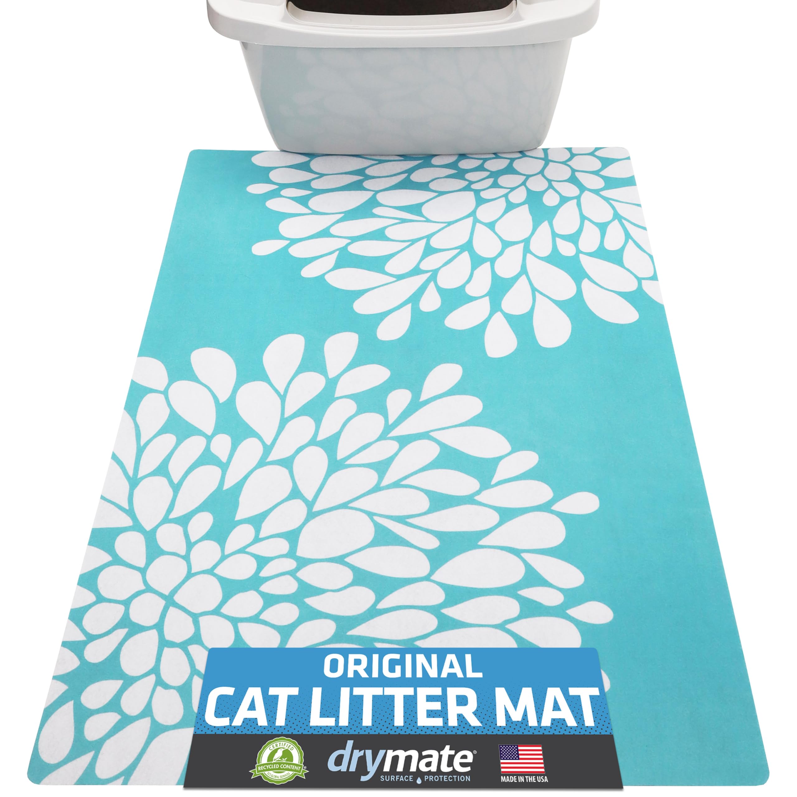 Drymate Original Cat Litter Mat, Contains Mess from Box, Protects Floors, Urine-Proof, Machine Washable, Soft on Kitty Paws, Absorbent, Waterproof (