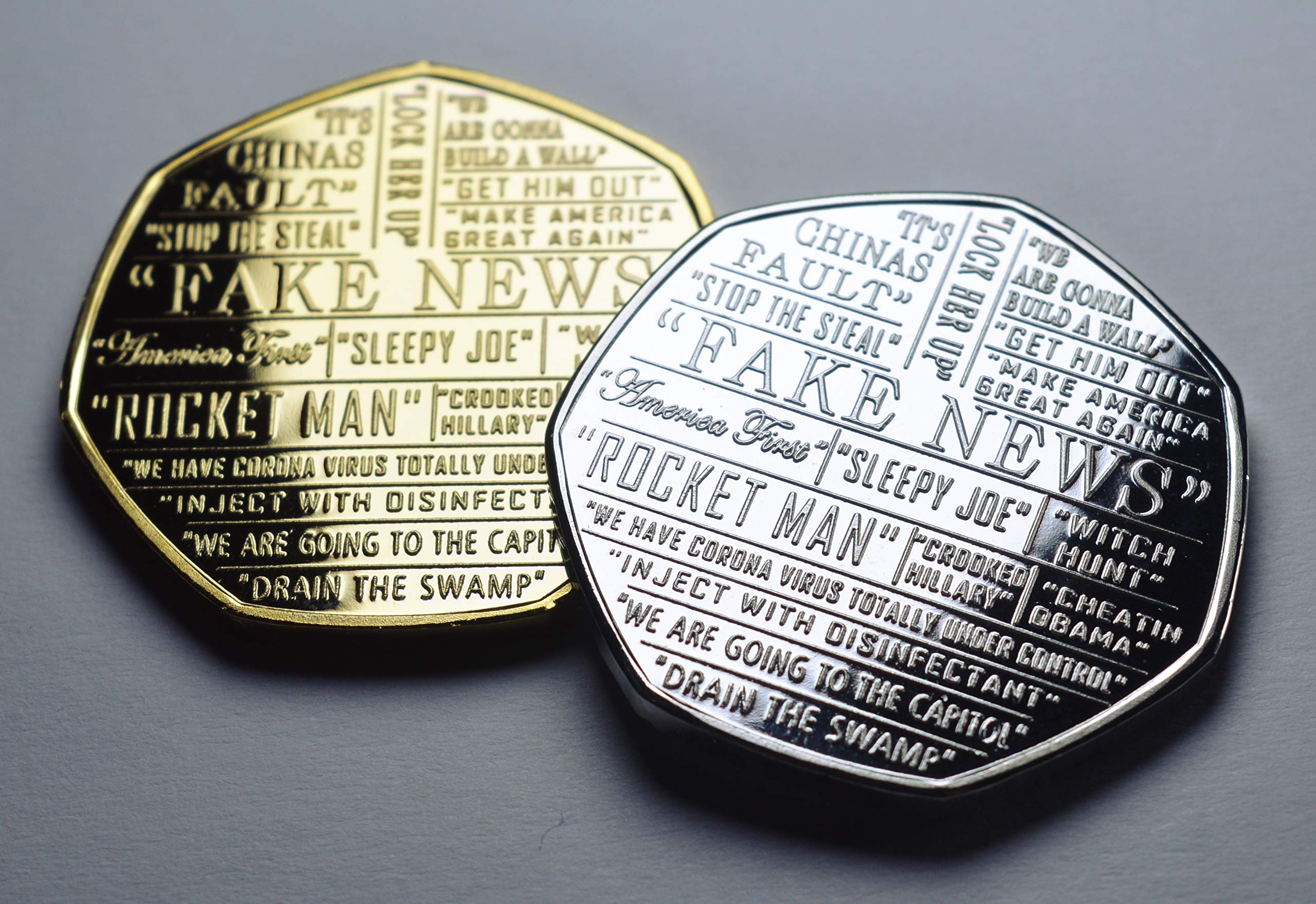 The Commemorative Coin Company Silver/Gold Pair Of Donald Trump 'You're Fired' .999 & 24Ct Commemoratives. Joe Biden Usa/America/Us President/Politics. Funny/Satire/Satirical