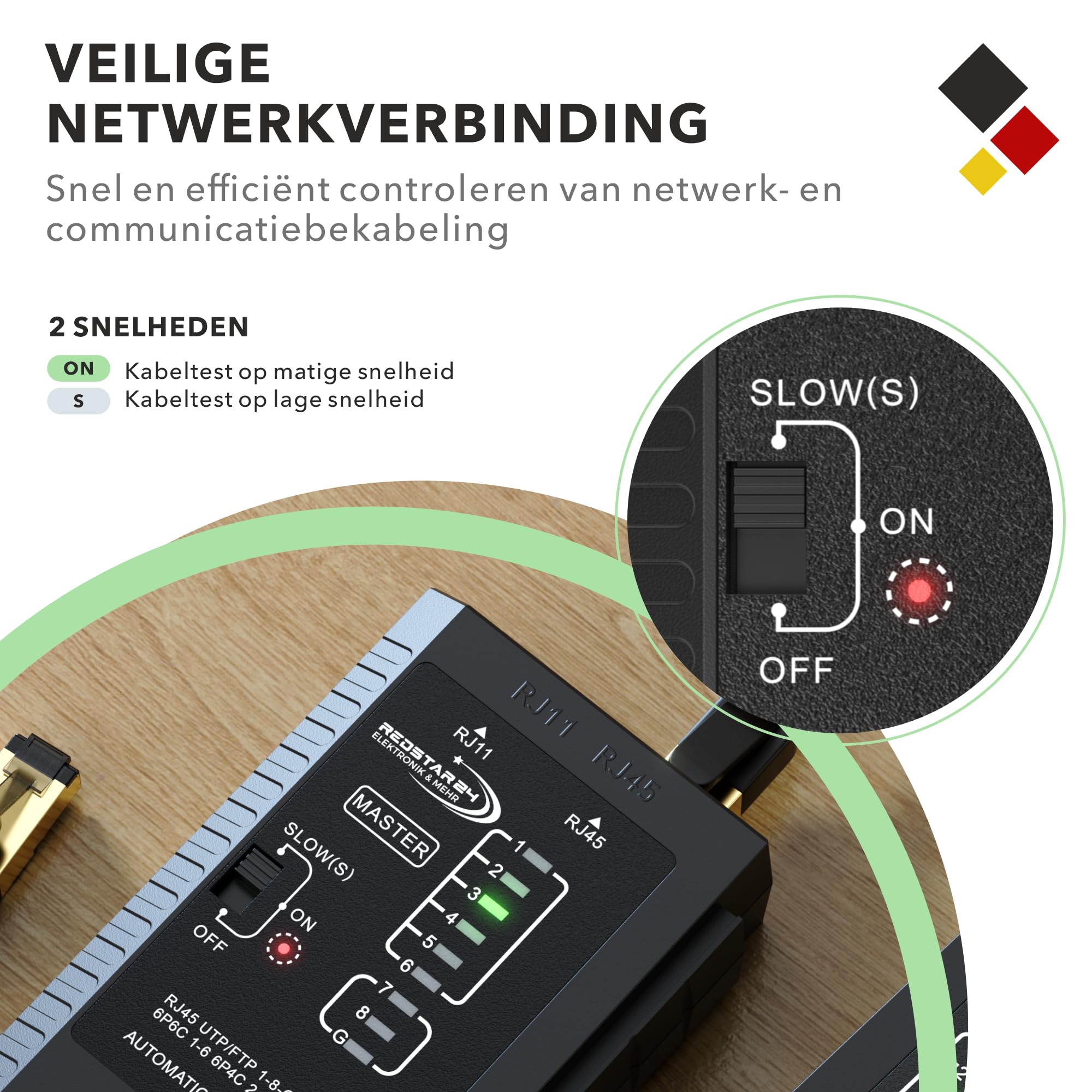 Grayle Gereedschap - Netwerktester / Netwerk tester voor UTP/FTP RJ-12 Grayle Gereedschap - Netwerktester / Netwerk tester voor UTP/FTP RJ-12