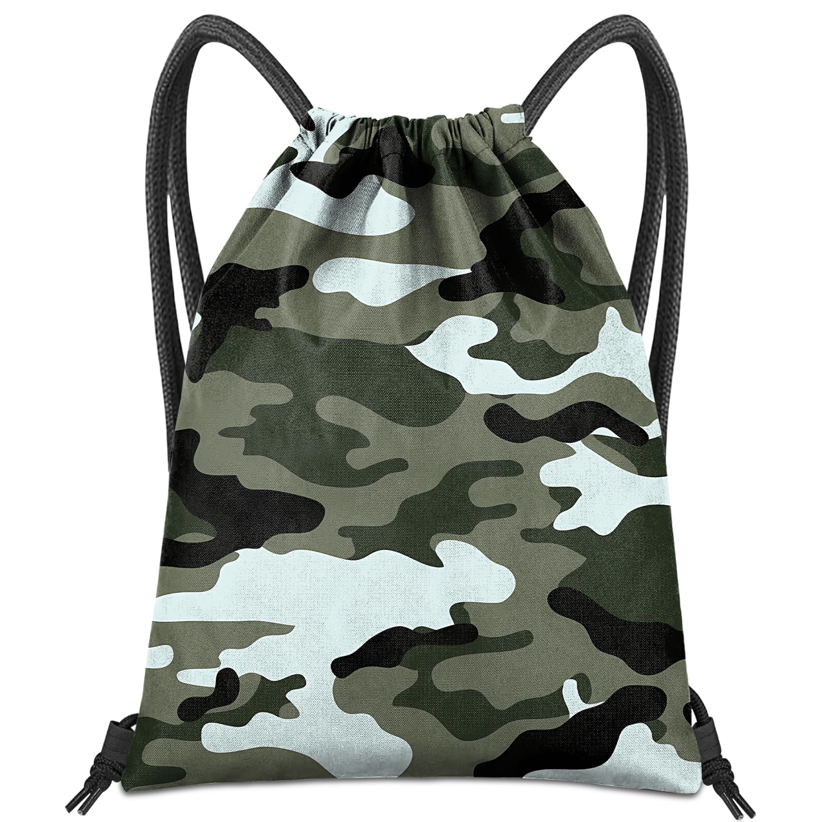 BHAHB Drawstring Backpack for String Bag Waterproof Cute Sports Beach Swimming Travel (13"×17") (Z13-Green Camouflage) — image 1