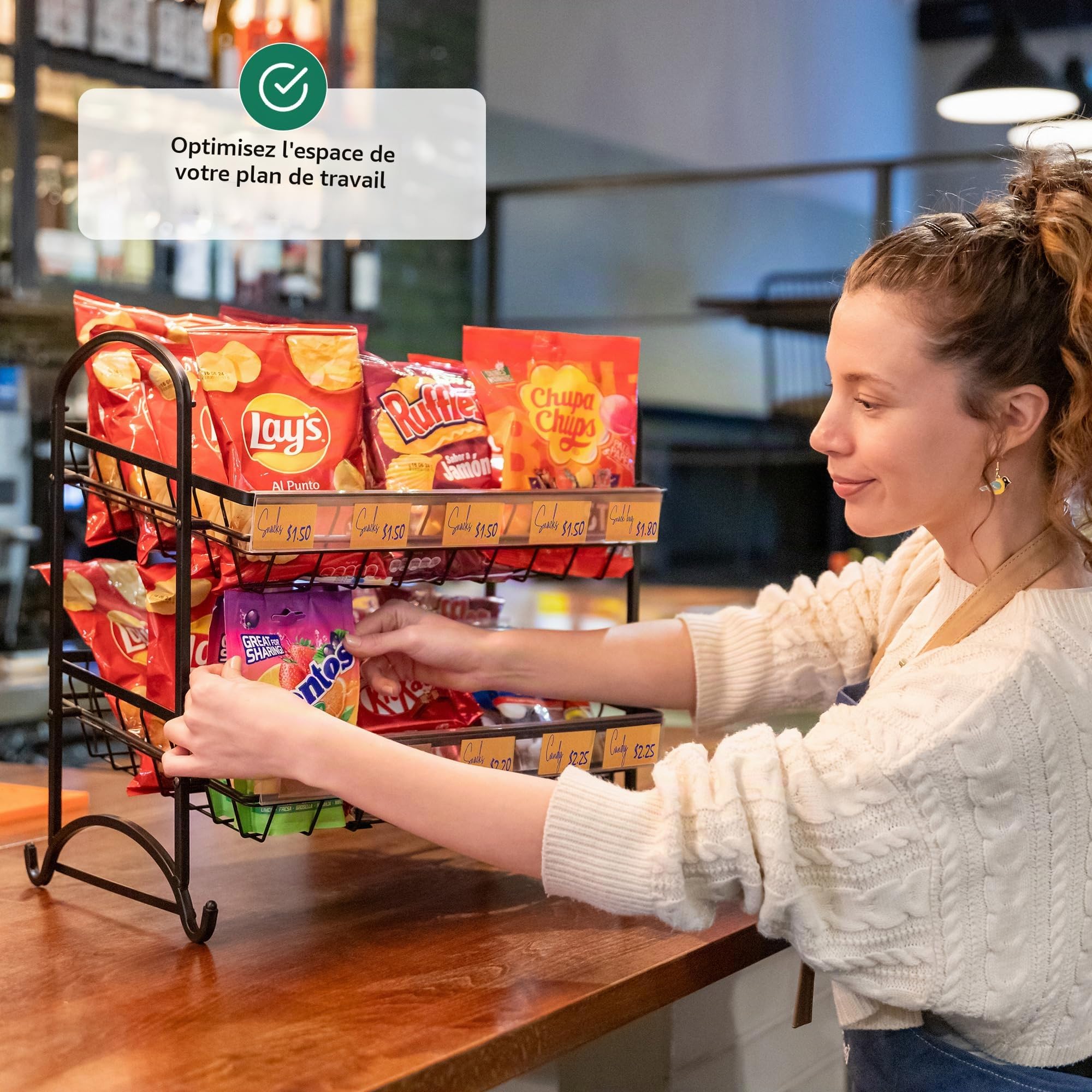 ODOXIA Présentoir à Bonbons Empilable | Présentoir à Snacks Pour Comptoir | Étagère à Snacks | Pour Magasin | Pour Le Bureau Ou La Maison (2-Pack)