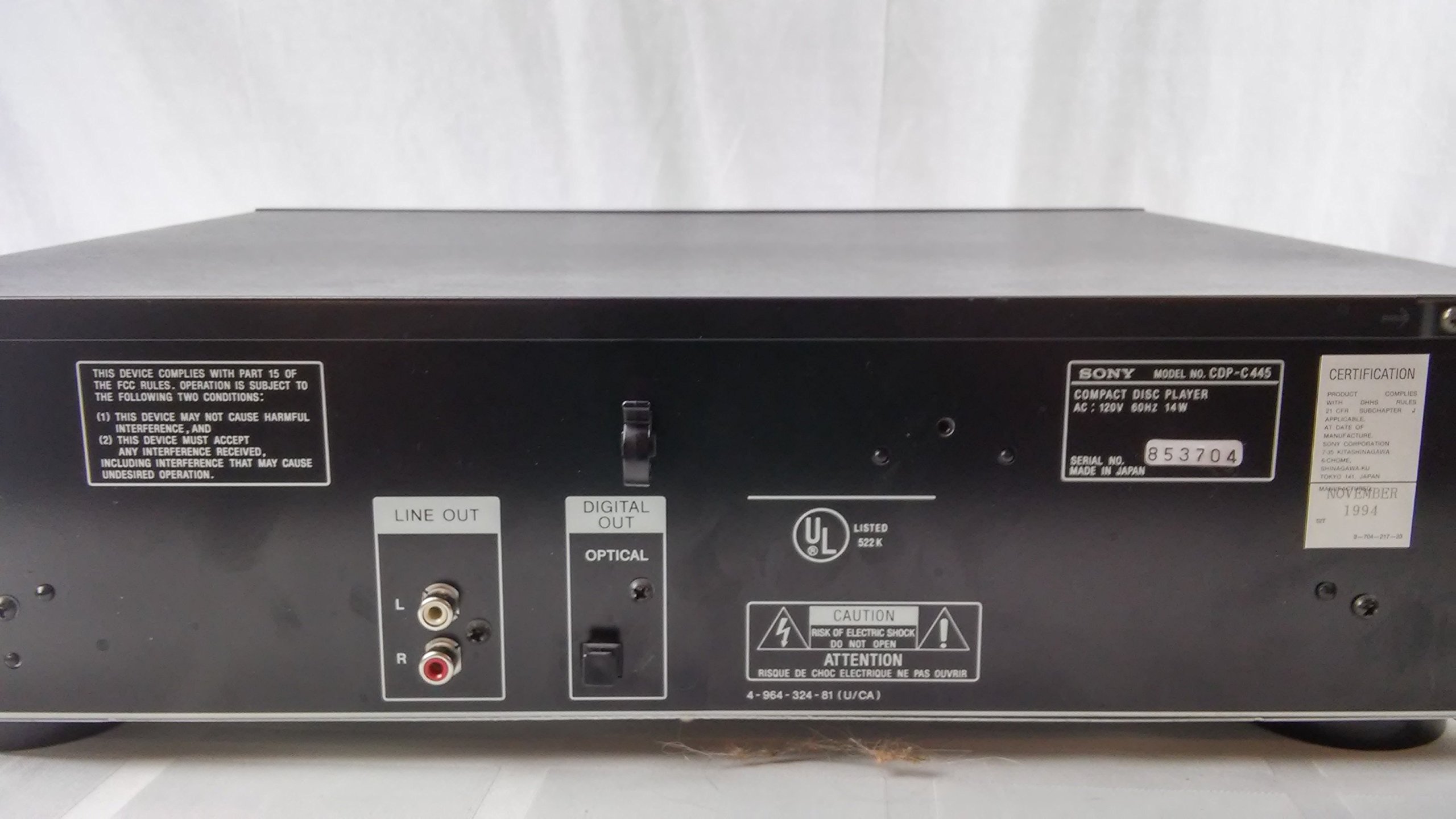 Amazon.com: Sony CDP-C445 Compact Disc Player 5 Disc Changer 