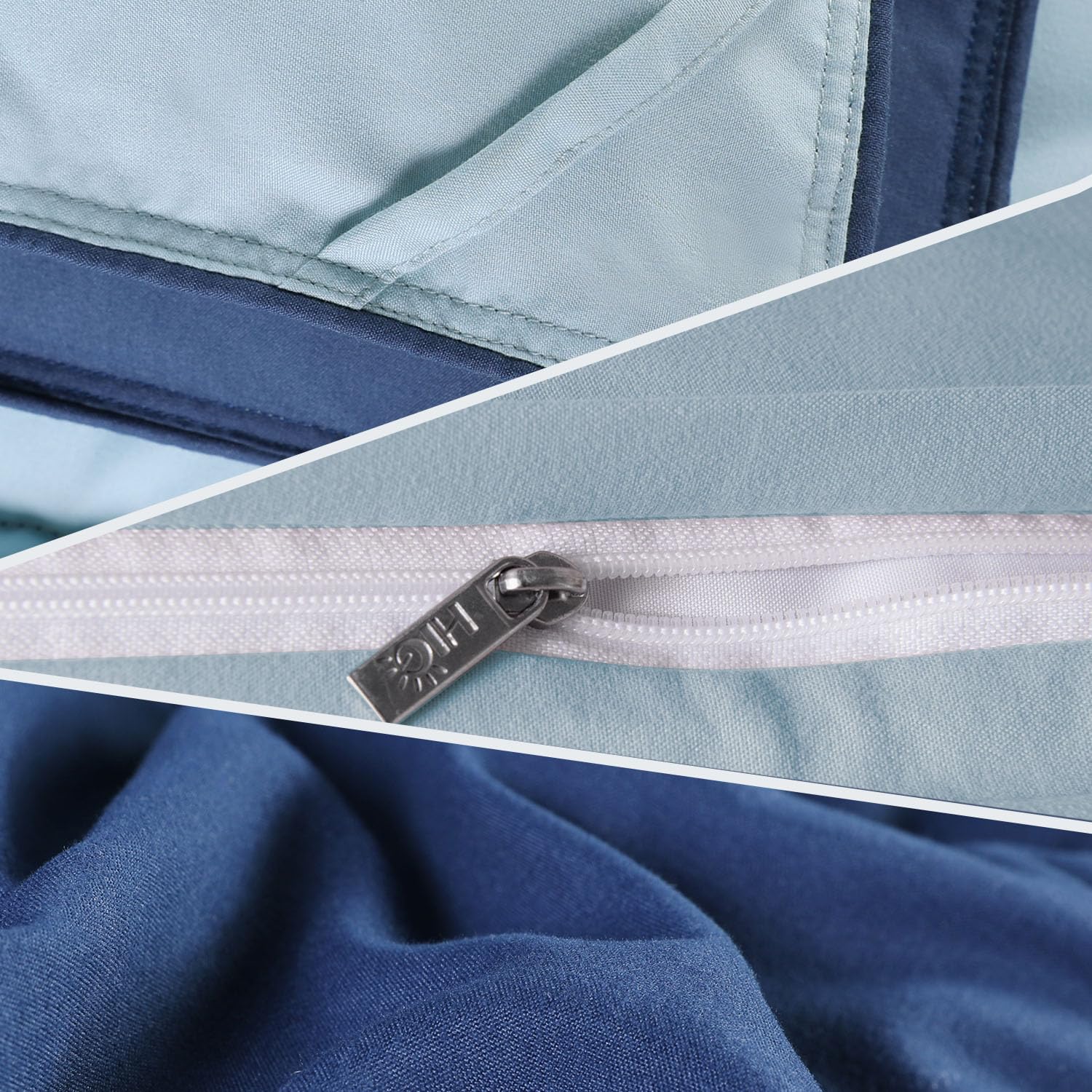 HIG Juego de Ropa de Cama de 4 Piezas con 2 edredones de 135x200 cm y 2 Fundas de Almohada de 80x80 cm, Certificado Öko-Tex, Alternativa de plumón Cosida en Color Azul Marino, con Relleno de 1300