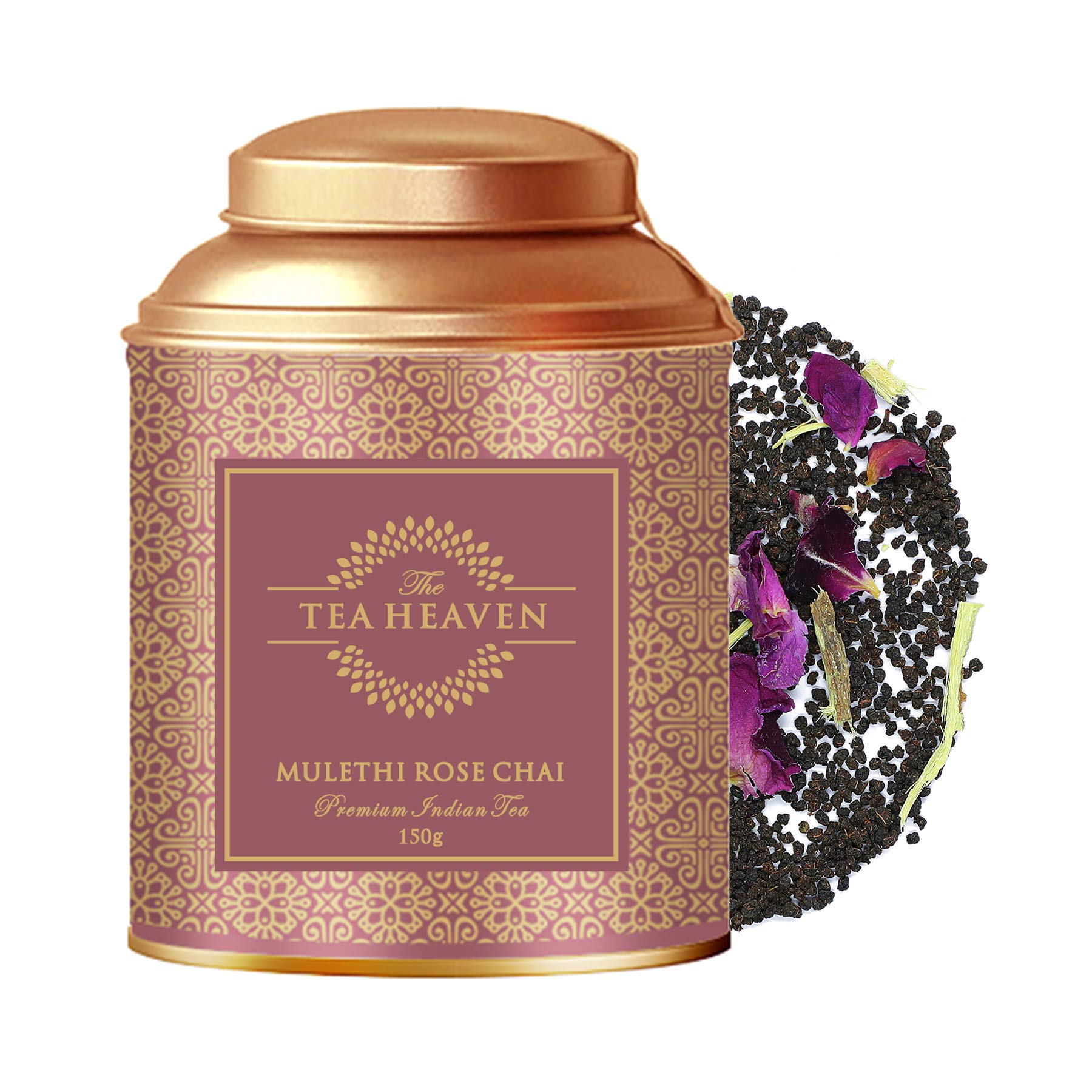 The Tea HeavenTea Gift - Mulethi Rose Chai Tea Premium Tea Estate- 100 % Natural ingredients- 150 grams Gift Pack (100 cups)