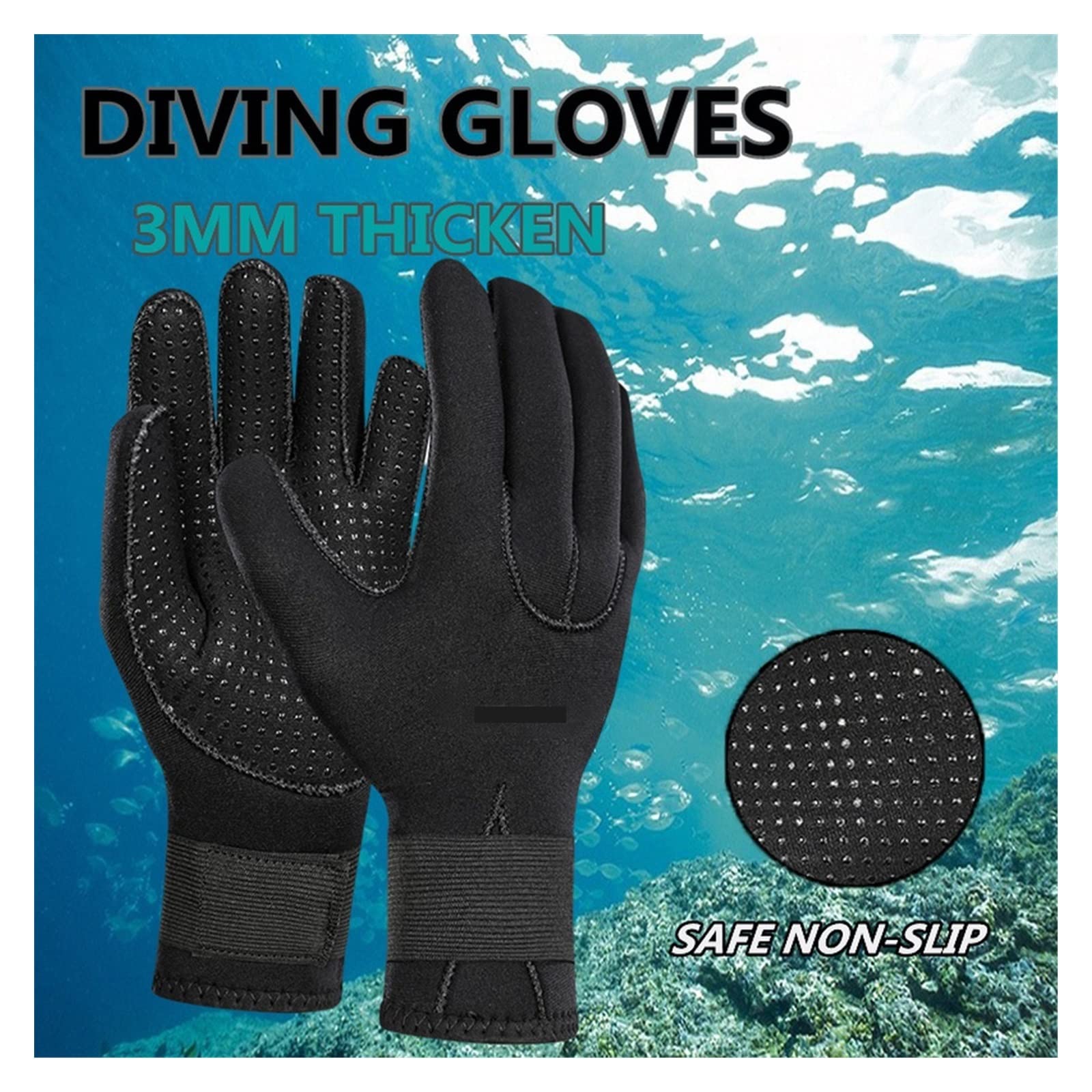 Neoprenanzughandschuhe, 3mm Neopren Tauchhandschuhe Herren Damen rutschfeste Schwimmhandschuhe Schwarz Warme Neoprenanzughandschuhe for Kajakfahren Surfen Schnorcheln