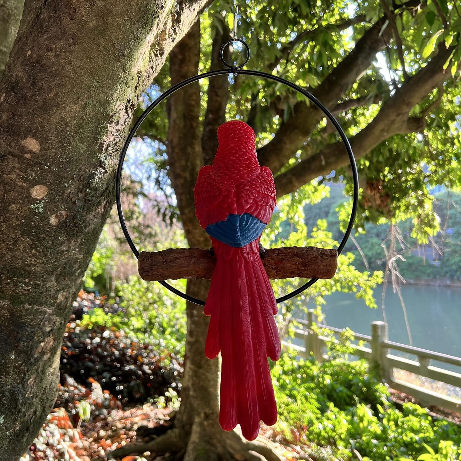 Parrot Statue 14 Inch Realistic Resin Animal Sculpture for Ornament Patio Yard Lawn Home Decor