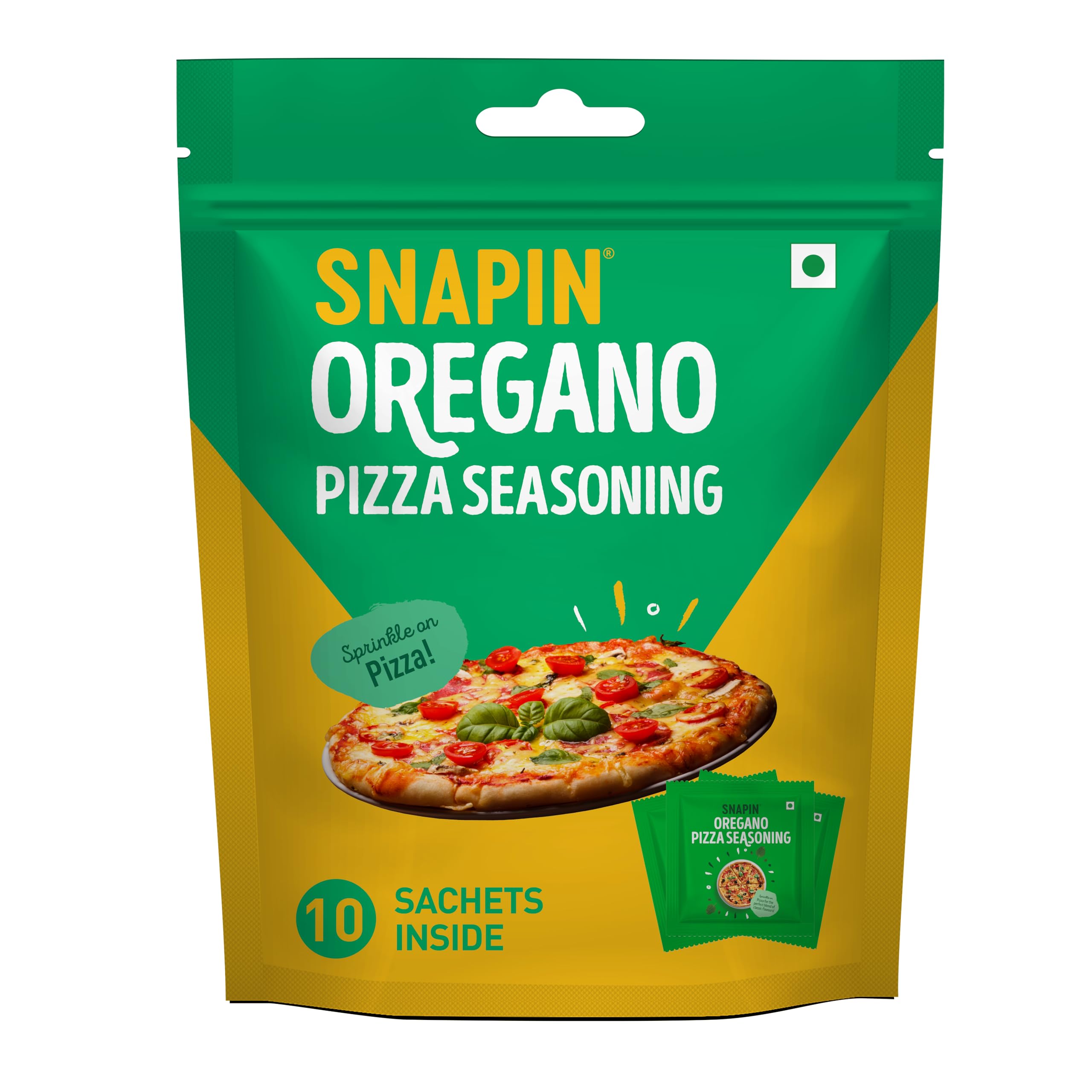 Snapin Oregano Pizza Seasoning (5g*10 sachets) Pack of 2 (50g x 2) 100g Pouch (01)