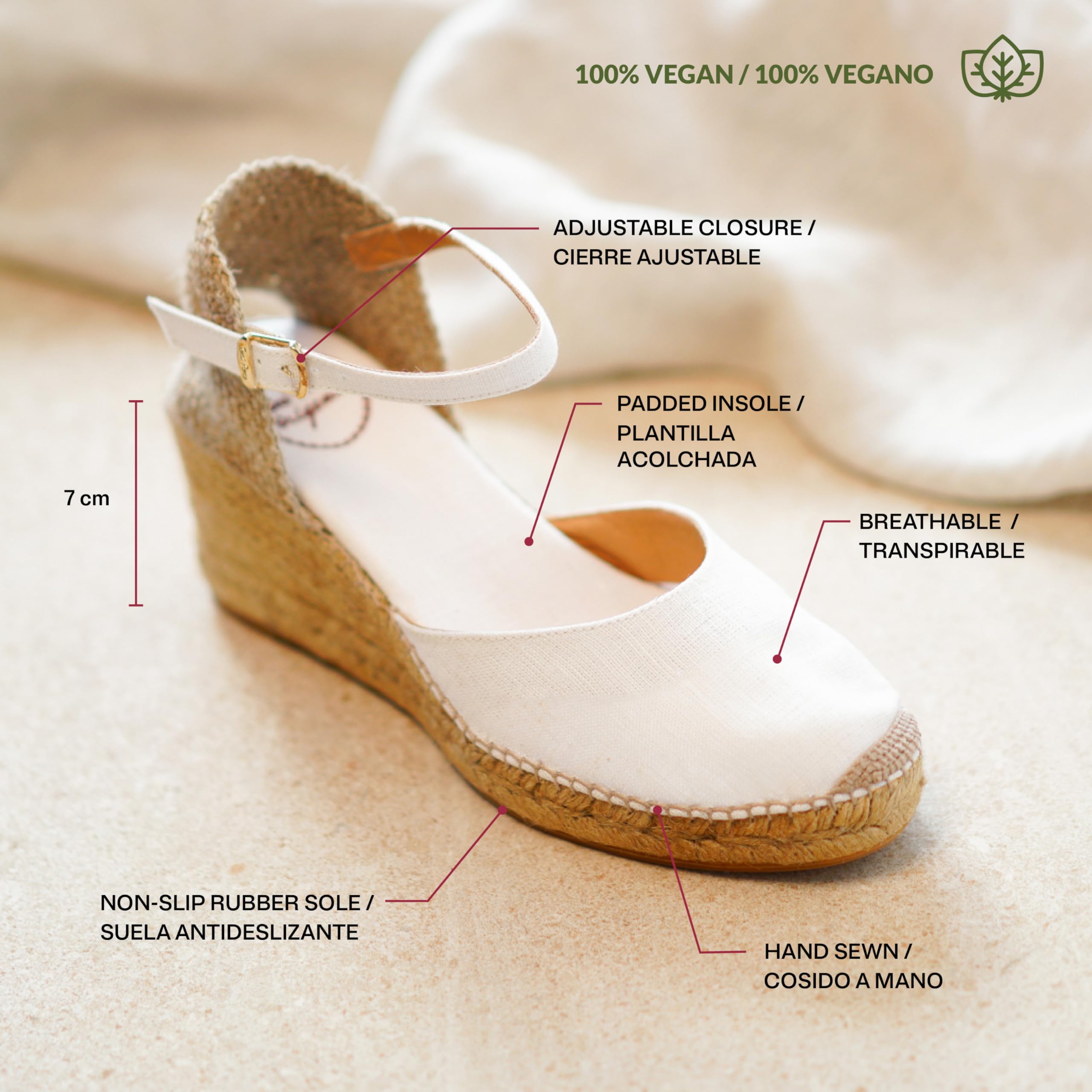 Toni Pons CALDES vegane Damen Keil-Espadrille aus Leinen.