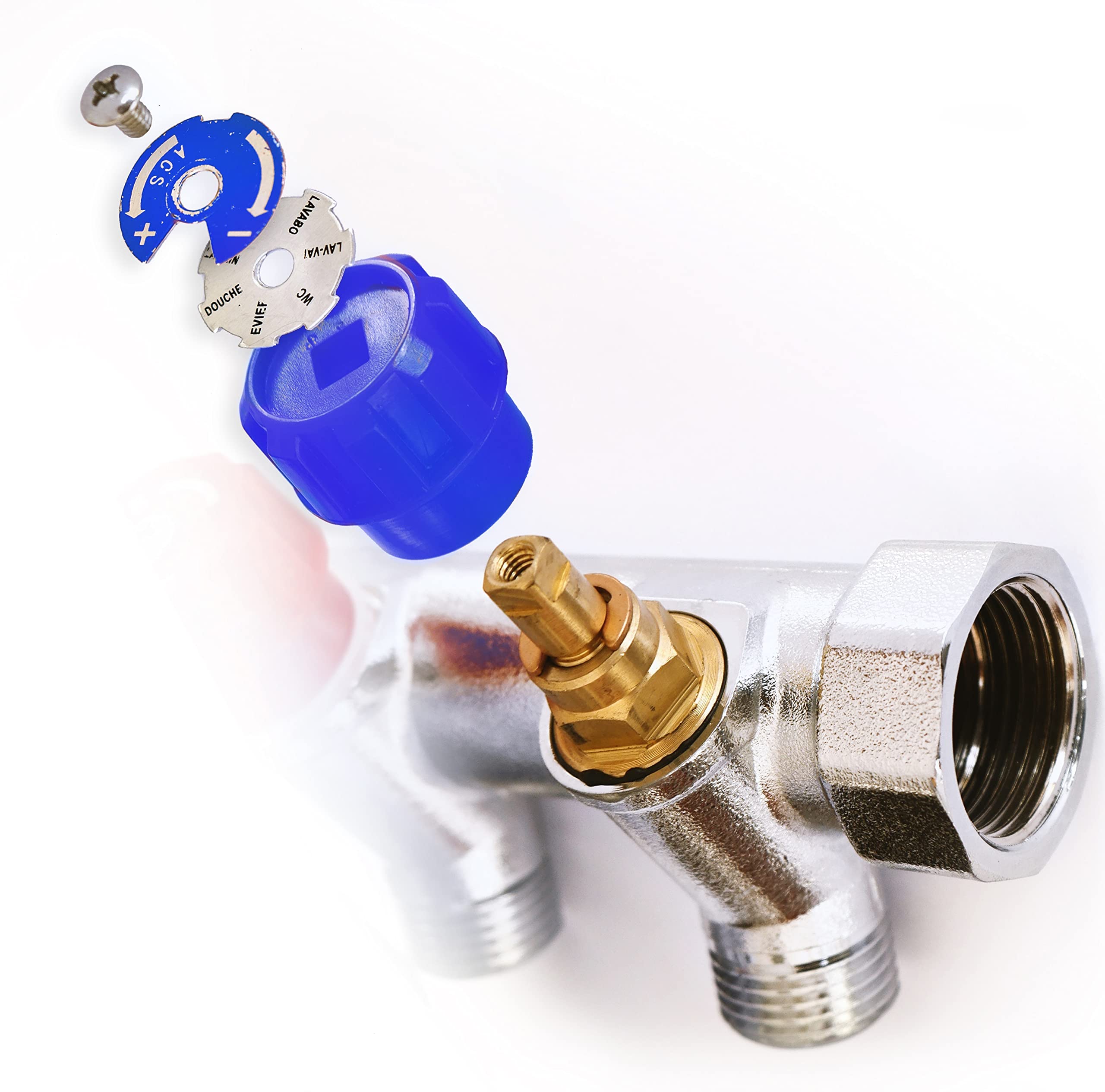 Collettore maschio-femmina 3/4 con rubinetto blu e 5 uscite maschio 1/2 | Ottone | Connessione sicura e durevole | Ideale per impianti idraulici | Facile da installare | QUICK PLOMBERIE