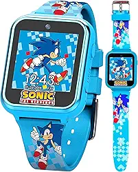 Accutime Relógio inteligente infantil SEGA Sonic The Hedgehog azul educativo com tela sensível ao toque para meninos, meninas, crianças pequenas, Azul sônico, 40mm, Moderno