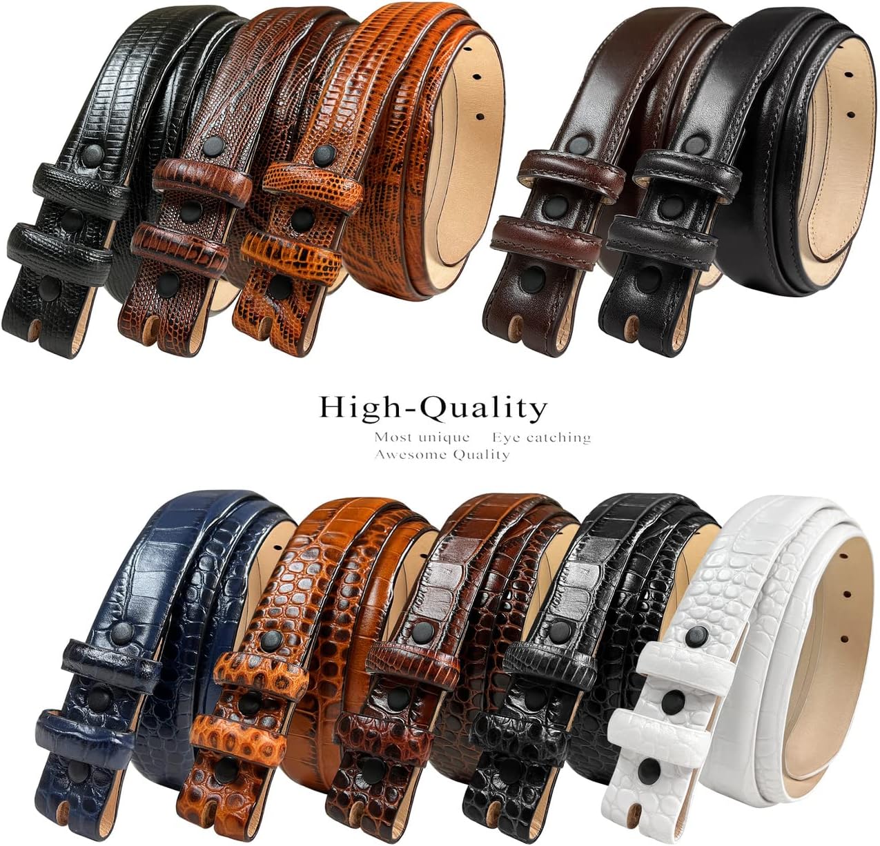 Brenton Genuine Full-Grain Cowhide Leather Dress Belt 1-1/8"(30mm) taper down to 1"(25mm) wide or Belt Strap only image 2