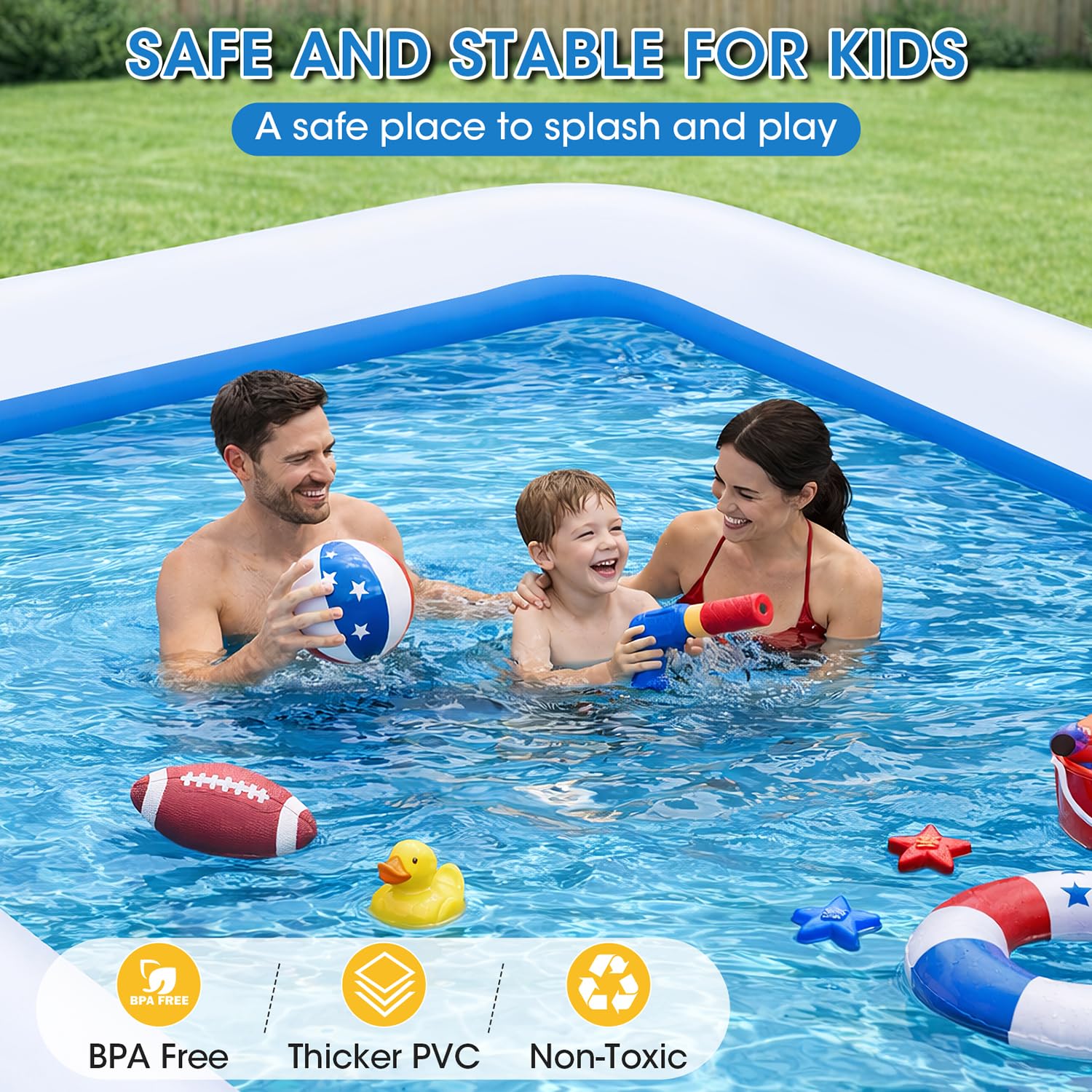 Piscinas inflables extragrandes de 180 x 76 x 22 pulgadas con bomba de aire incluida, piscina inflable de 1303 galones para familias adultas, piscina resistente sobre el suelo para fiesta de verano en