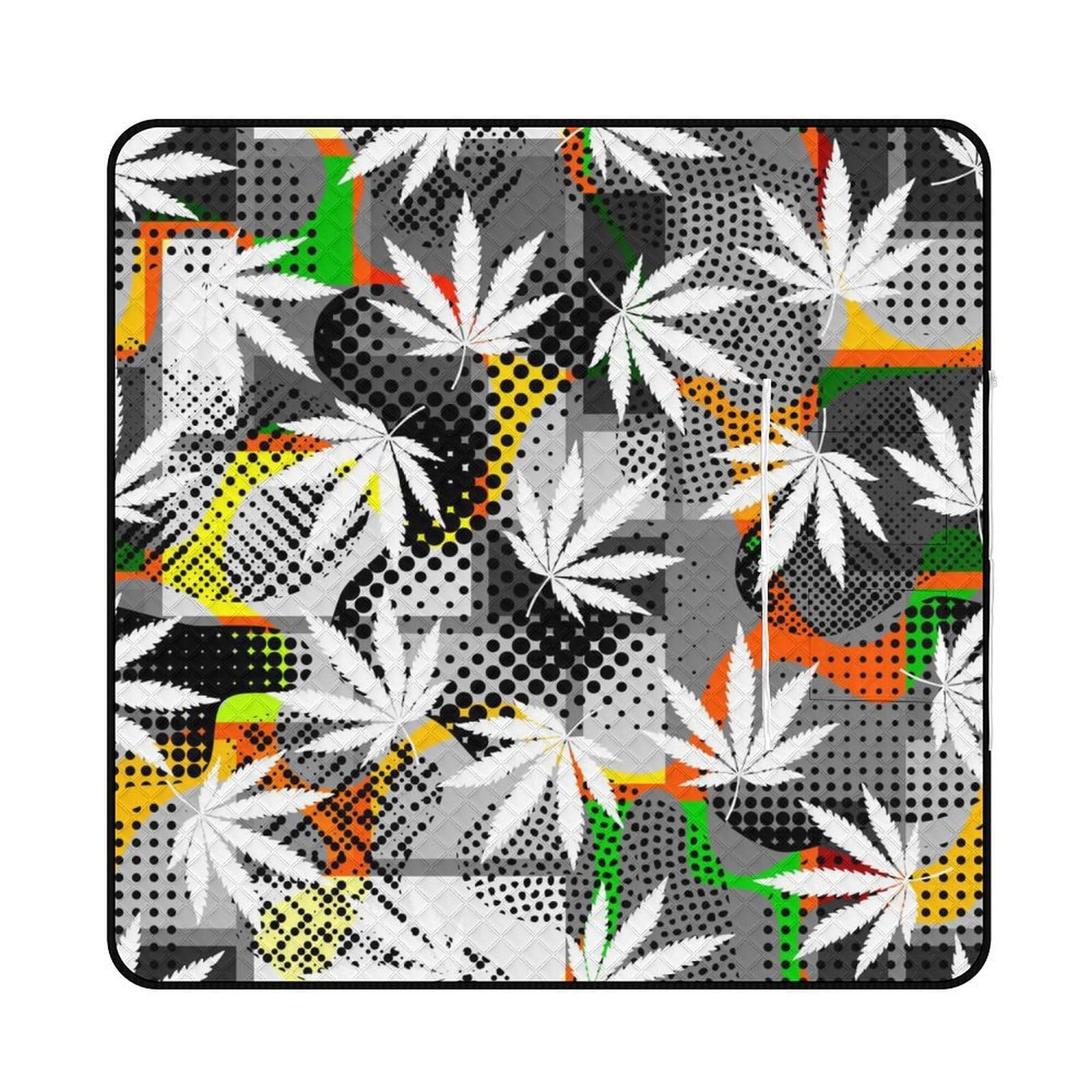 3D Impression Les Feuilles Couverture Pique Nique Les Les planteses Tapis Pique Nique Nappe Picnic Couverture De Pique-Nique pour Camping, Parc, Jardin 200x200cm