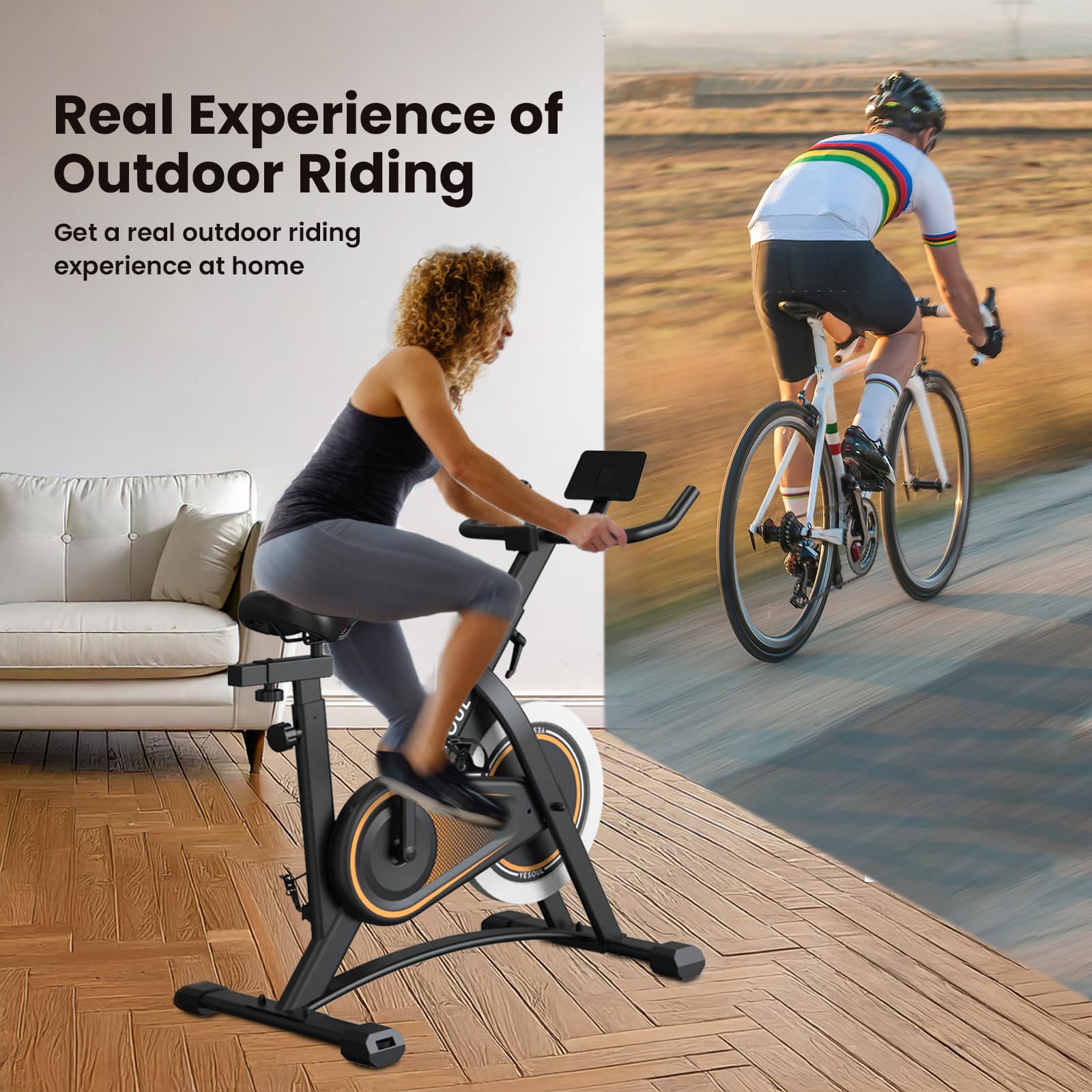 Yesoul A1 smart cyclette da casa con volano, cyclette per casa con cuscino morbido, cyclette spinning con schermo LED, corsi privati APP, bici da spinning per allenamento