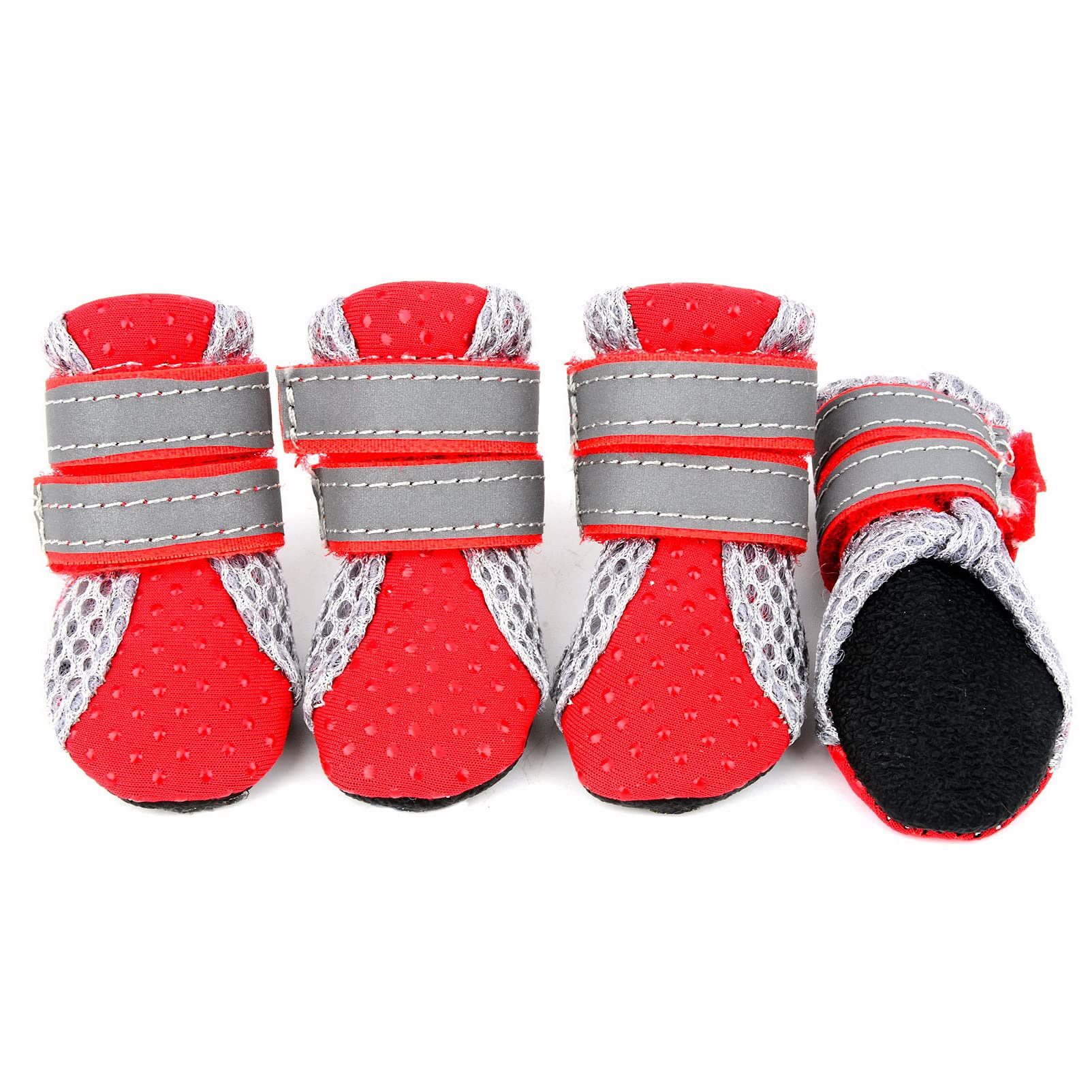 SMALLLEE_LUCKY_STORE Breathable Mesh Dog Boots for Small Dogs, Red, L