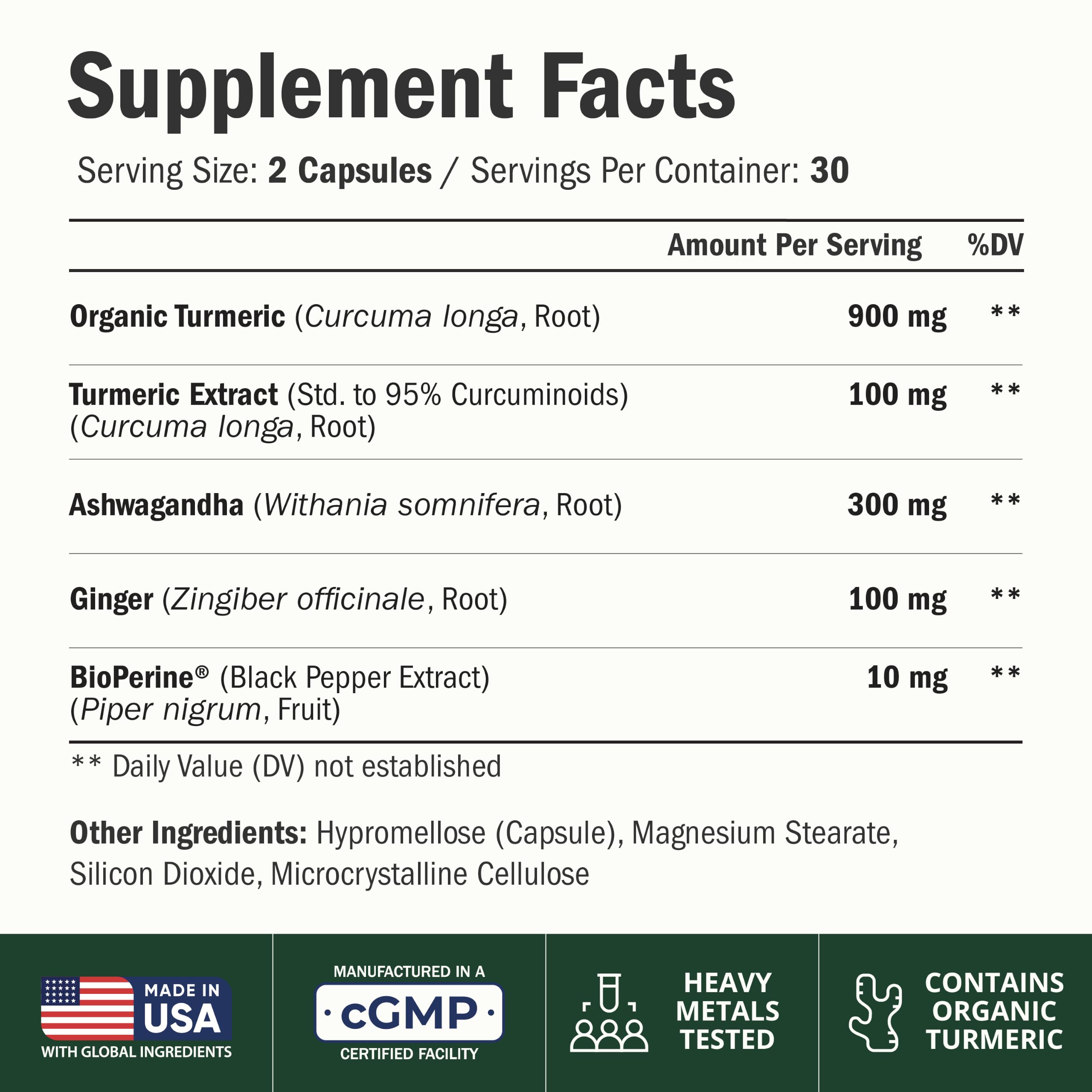 Ashwagandha Capsules with Turmeric & Ginger for Energy, Mood & Joints 60 Ct — Amazon image 2
