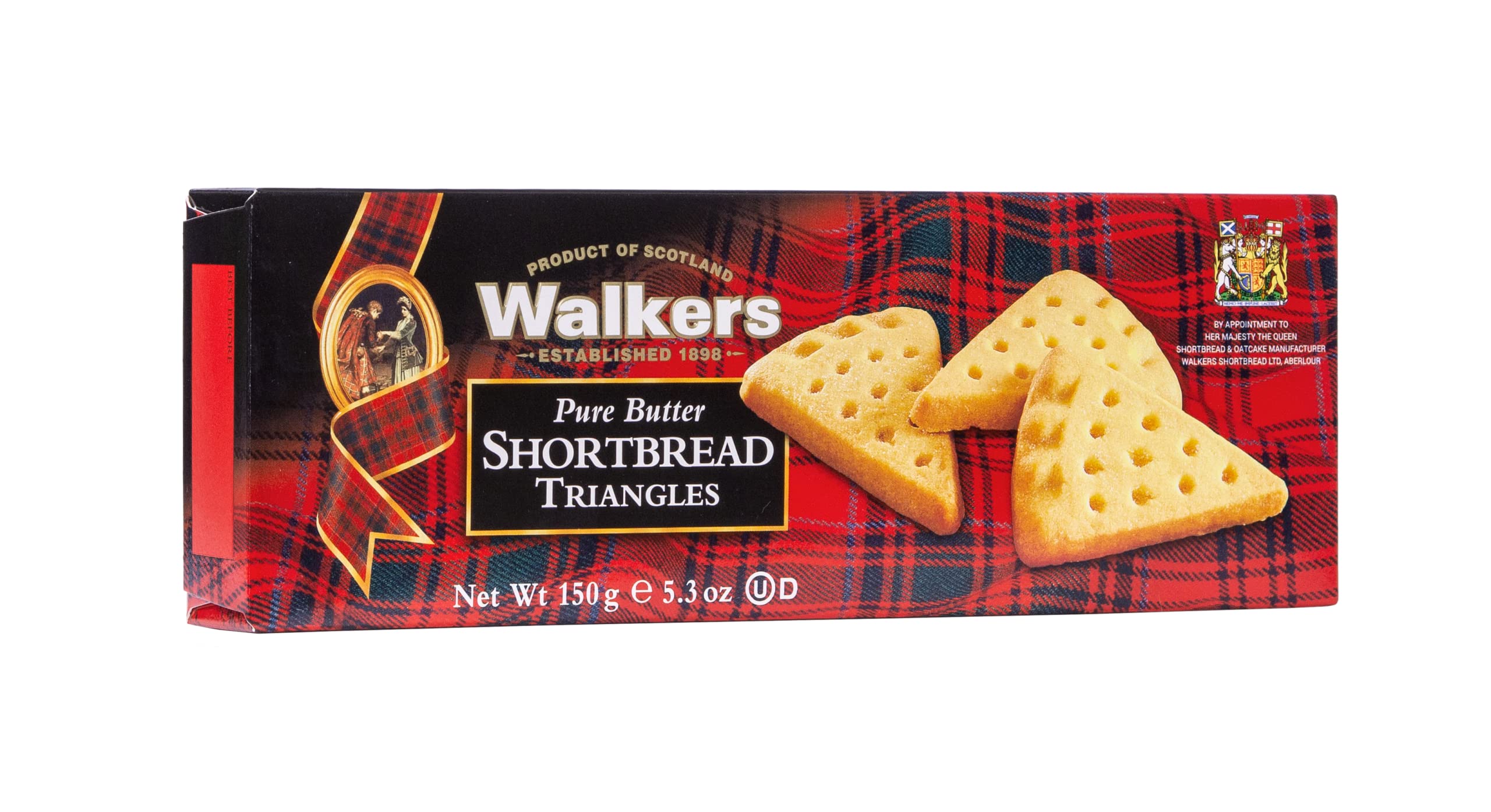 Walkers Shortbread Triangles, Traditional Pure Butter Scottish Recipe, 150g (Pack of 4)