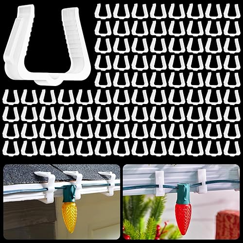 Miniatura 9 de Clips universales para luces de Navidad, 200 unidades todo en uno, clips de canalón, clips multiusos inastillables para C7E12, C9E17, mini cadena de