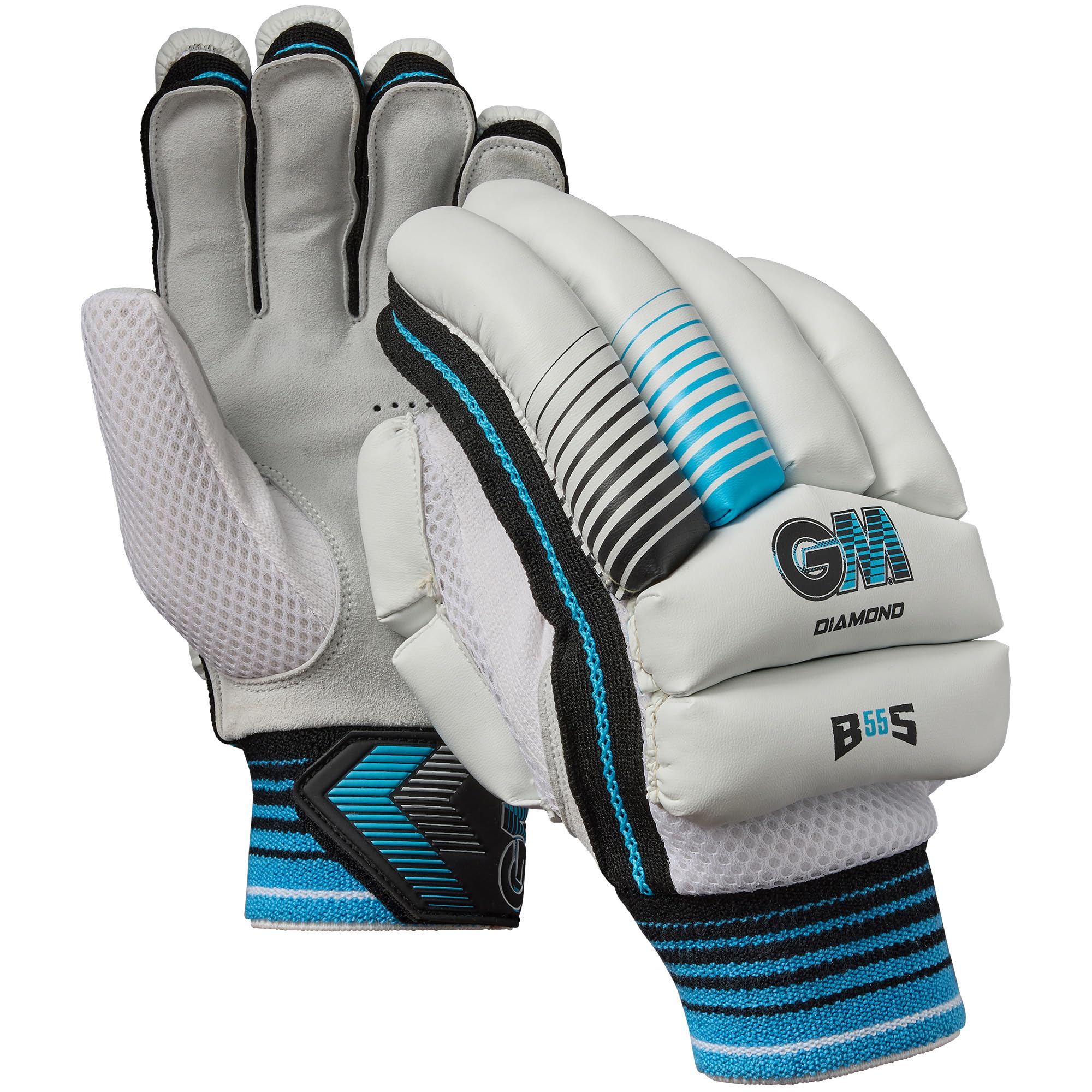 Gunn & Moore GM | Ben Stokes Diamond Cricket Batting Gloves | Split Leather Palm | Single-Sided Sweatband | Sleek Back of Hand Shape | Small Junior Right Handed | 1 Pair | Approx 390 g per Pair