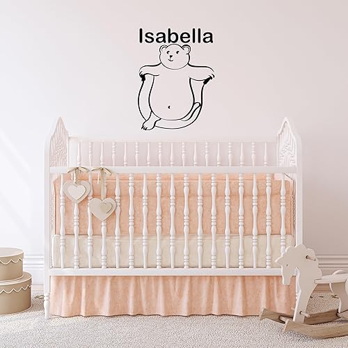 Decoración de pared con nombre personalizado con oso de peluche para niña, tus propias calcomanías de pared personalizadas, calcomanías de pared con