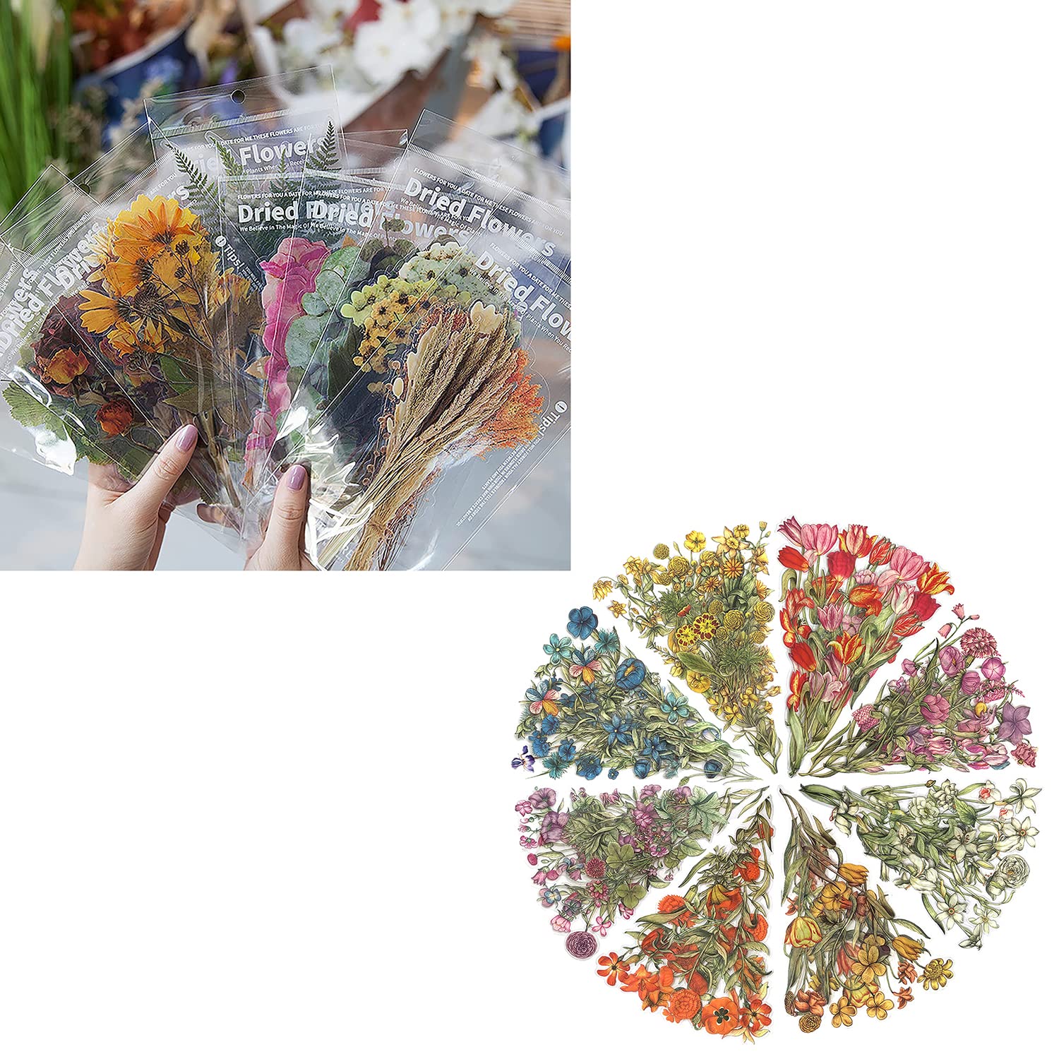Maxleaf Big Size Waterproof Stickers Pack, 288PCS(16Series) Vintage Flowers Collection Big Size Waterproof Stickers for Decoration Planners