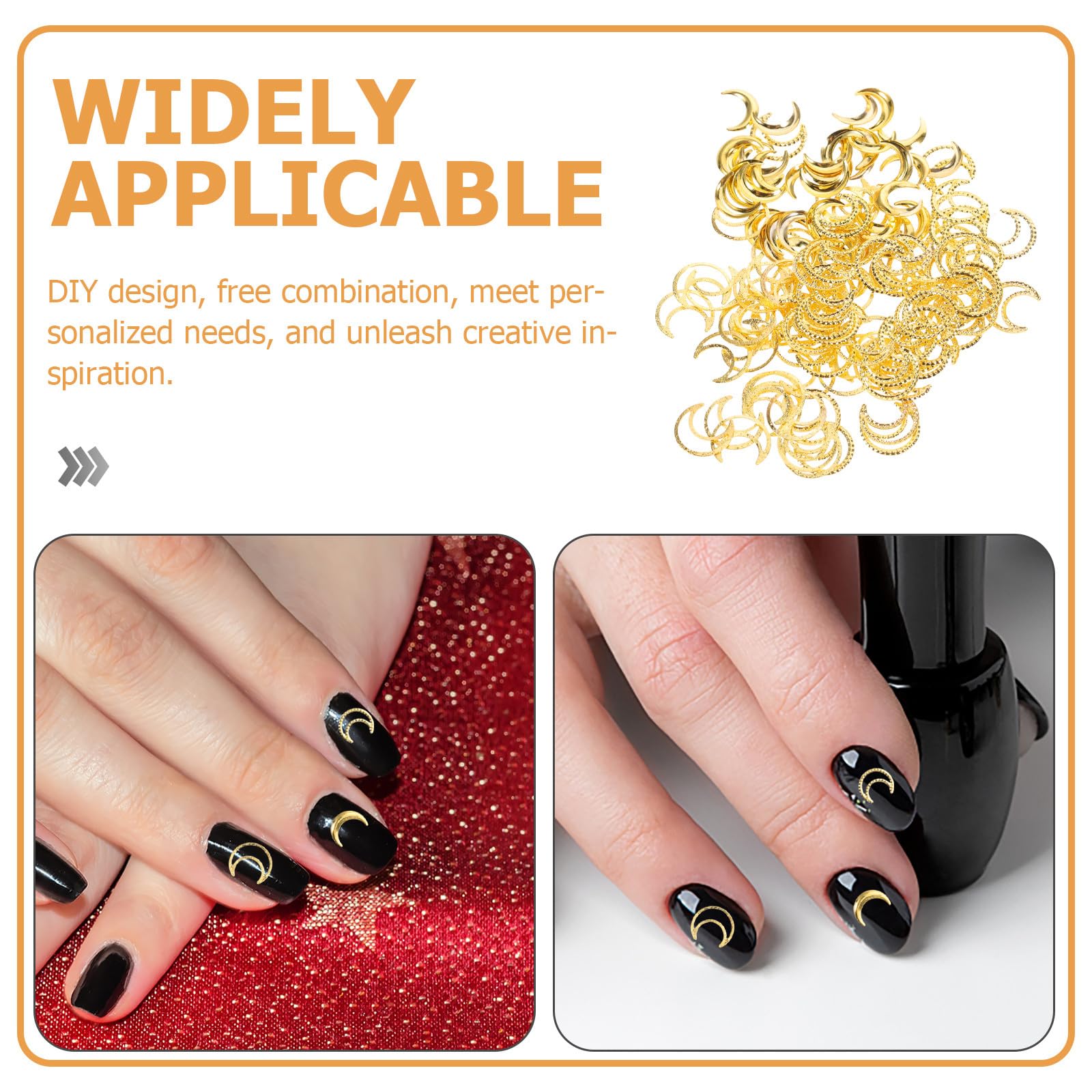Ciondoli Lunari per Nail Art Oro Rame 1500 Pezzi, Stile Lussuoso | Finiture Piene, Cave e Testurizzate, Uso Quotidiano e Salone, Ampia Scelta per Manicure Fai da Te