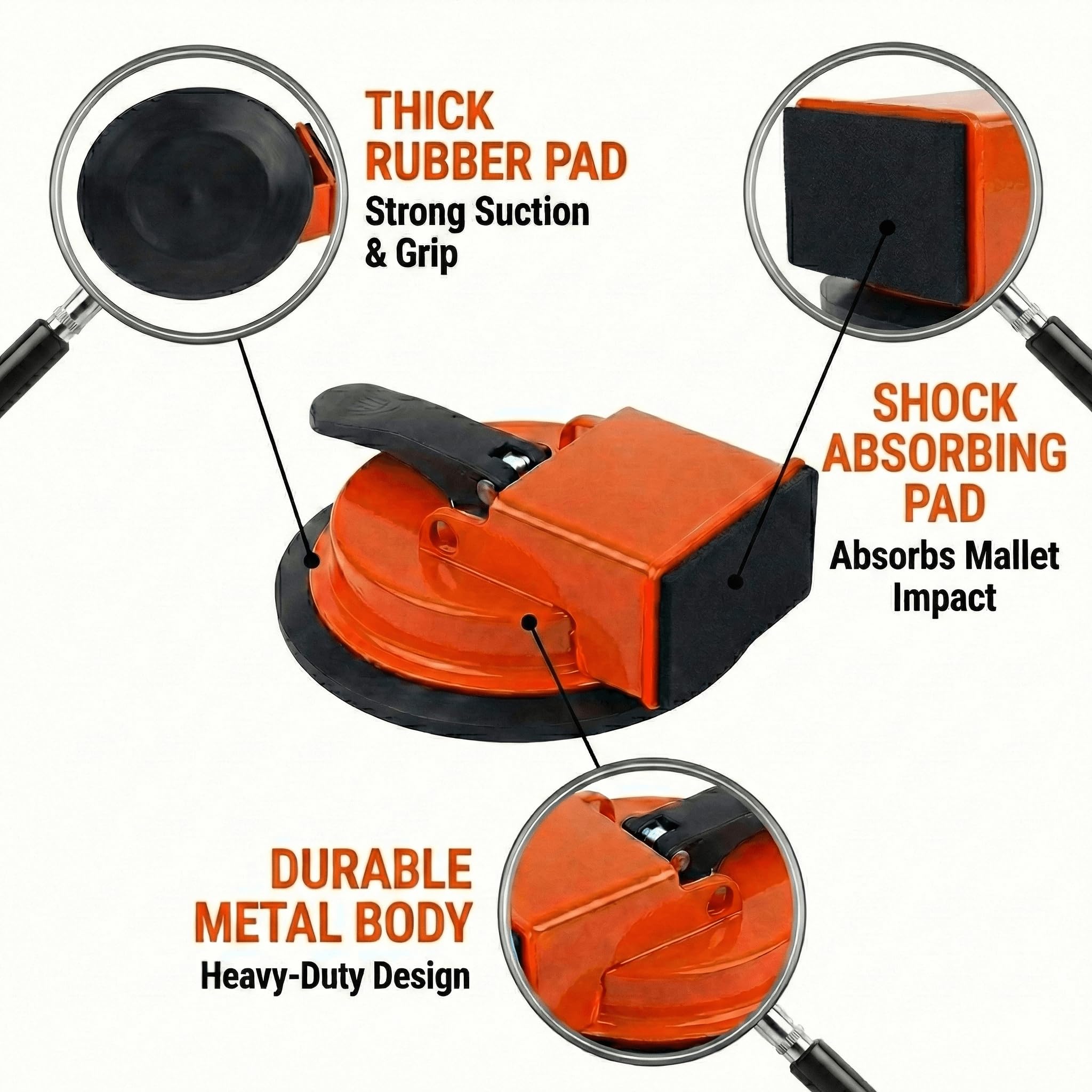 Heavy Duty Floor Gap Fixer Tool, Aluminum Suction Cup for Laminate Vinyl Hardwood Plank Repair Kit, Professional Flooring Seam Setter & Ventouse Plancher Repairing - 3