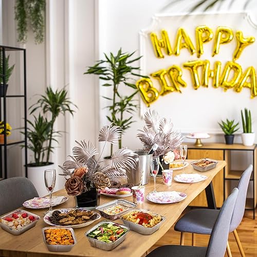 Miniatura 5 de Moretoes Paquete de 60 sartenes de aluminio con tapas, bandejas de aluminio de 5 x 4 pulgadas desechables de 1 libra, recipientes para llevar con