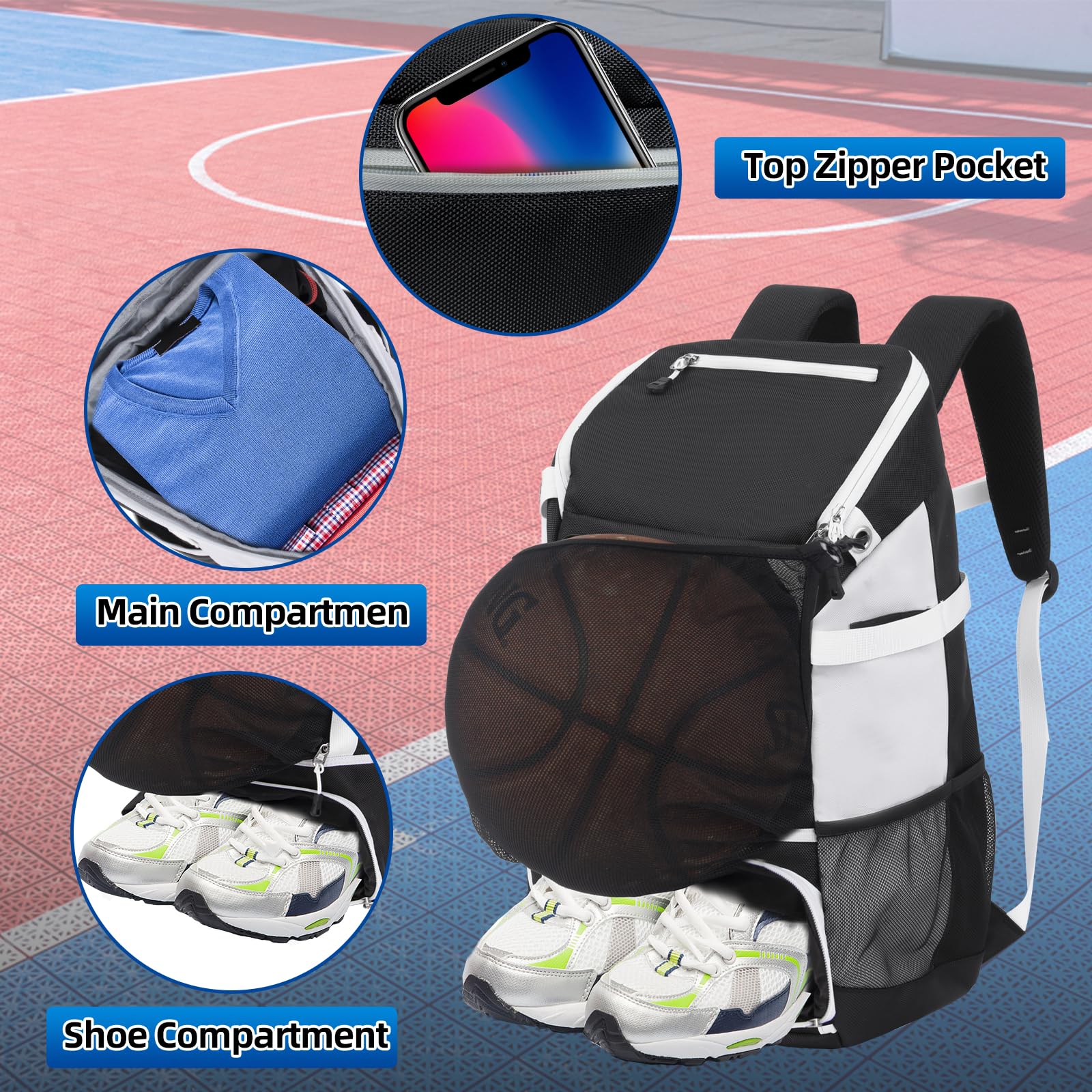 KINGSLONG Sac à Dos de Baseball pour Jeunes et Adultes avec Compartiment à Chaussures, Sac Softaball étanche pour Le Baseball, équipement de Basket-Ball, Gant Externe et Porte-Casque