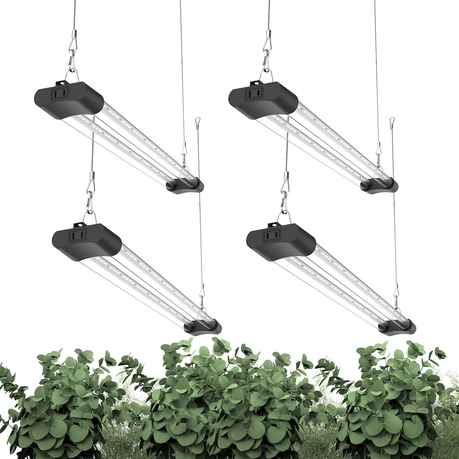 LED Grow Light Full Spectrum Light Linkable 5000K Daylight + 660nm Red Indoor Plant Lighting Fixture (4-Pack 2 FT)