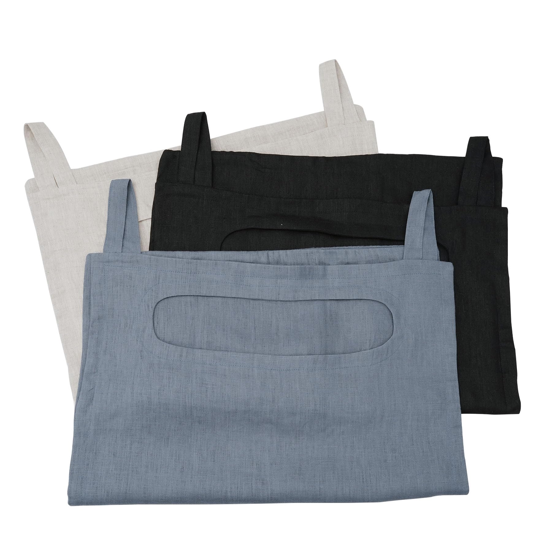Amazhiyu Wäschekorb zum Aufhängen an der Tür, 100 % Leinen, hält schmutzige Kleidung und spart Platz, blau
