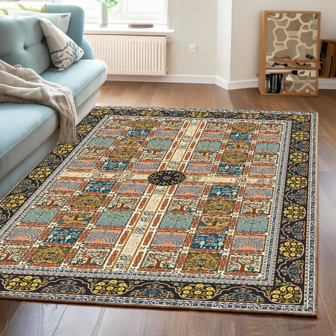 3 x 5 Feet 3D Jet Multi Printed Carpet Rug Runner and Carpets for Bedroom/Living Area/Home with Anti Slip Backing (Fortune Garden,3x5 fts)