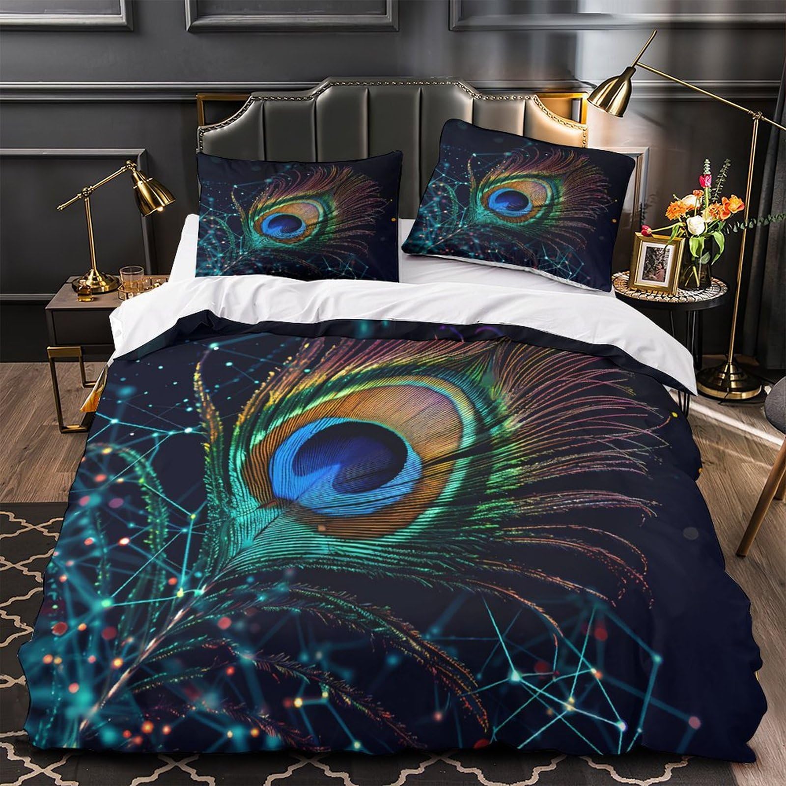 Housse de Couette Hypoallergénique Motif Paris en Microfibre Respirante