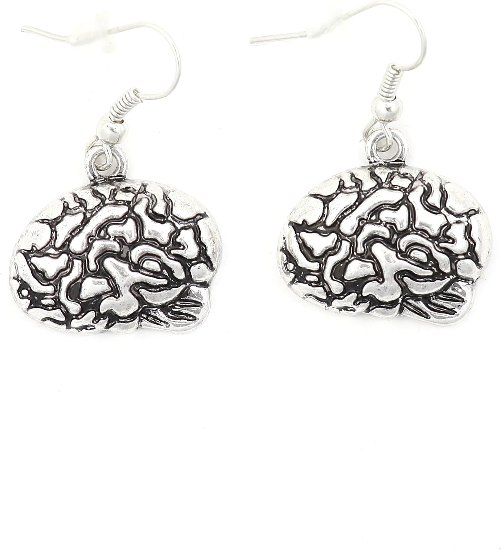 Human Brain Earrings Silver Tone EI69 Dangle Cranium Fashion Jewelry