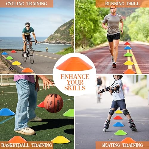 Miniatura 5 de Paquete de 15253050 conos de fútbol con bolsa de malla y correa-conos de fútbol para entrenamiento deportivo, fútbol, baloncesto, ejercicios de