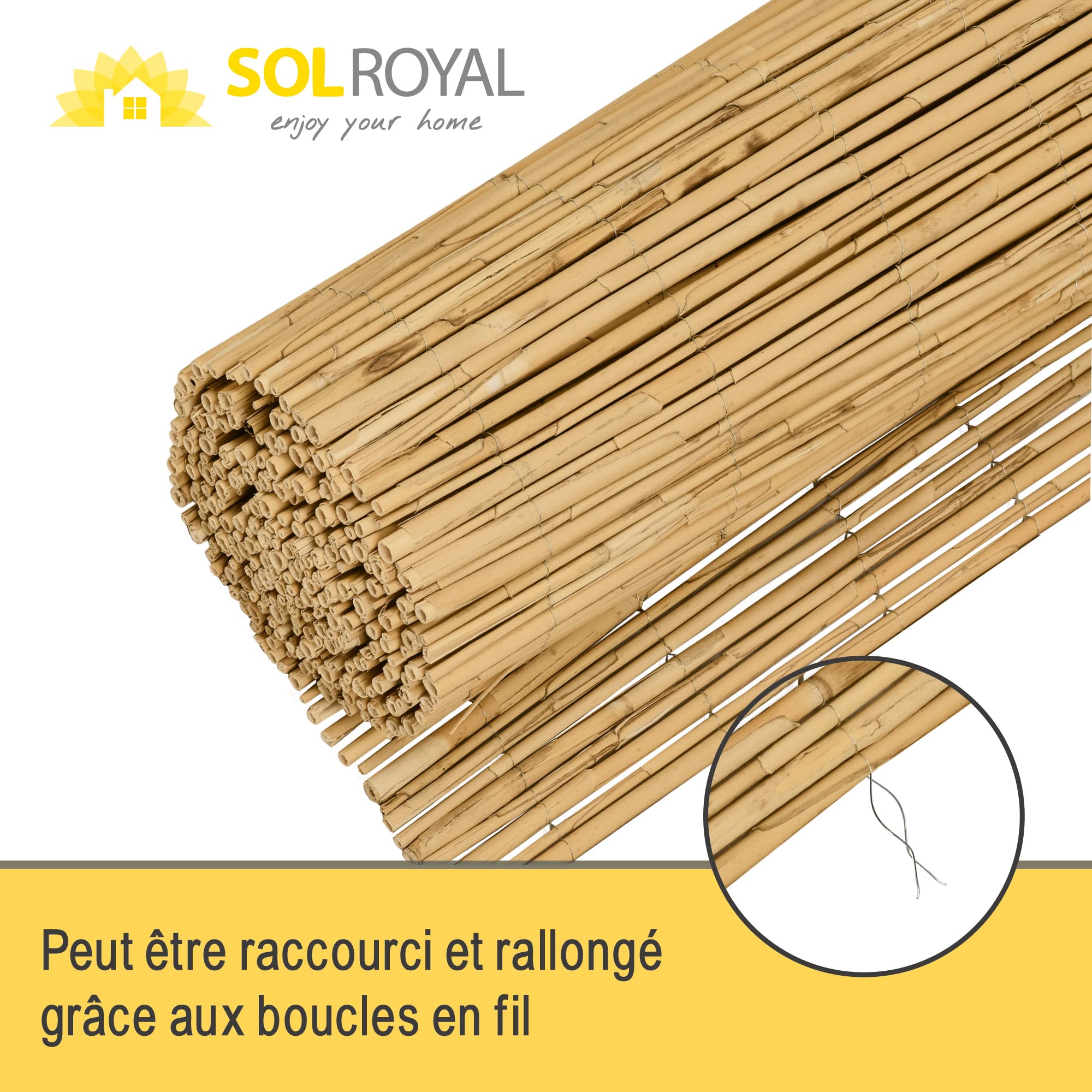 SolVision S36 Canisse Brise Vue en Roseau Nature 140x600 cm Brise-Vent Jardin Terrasse