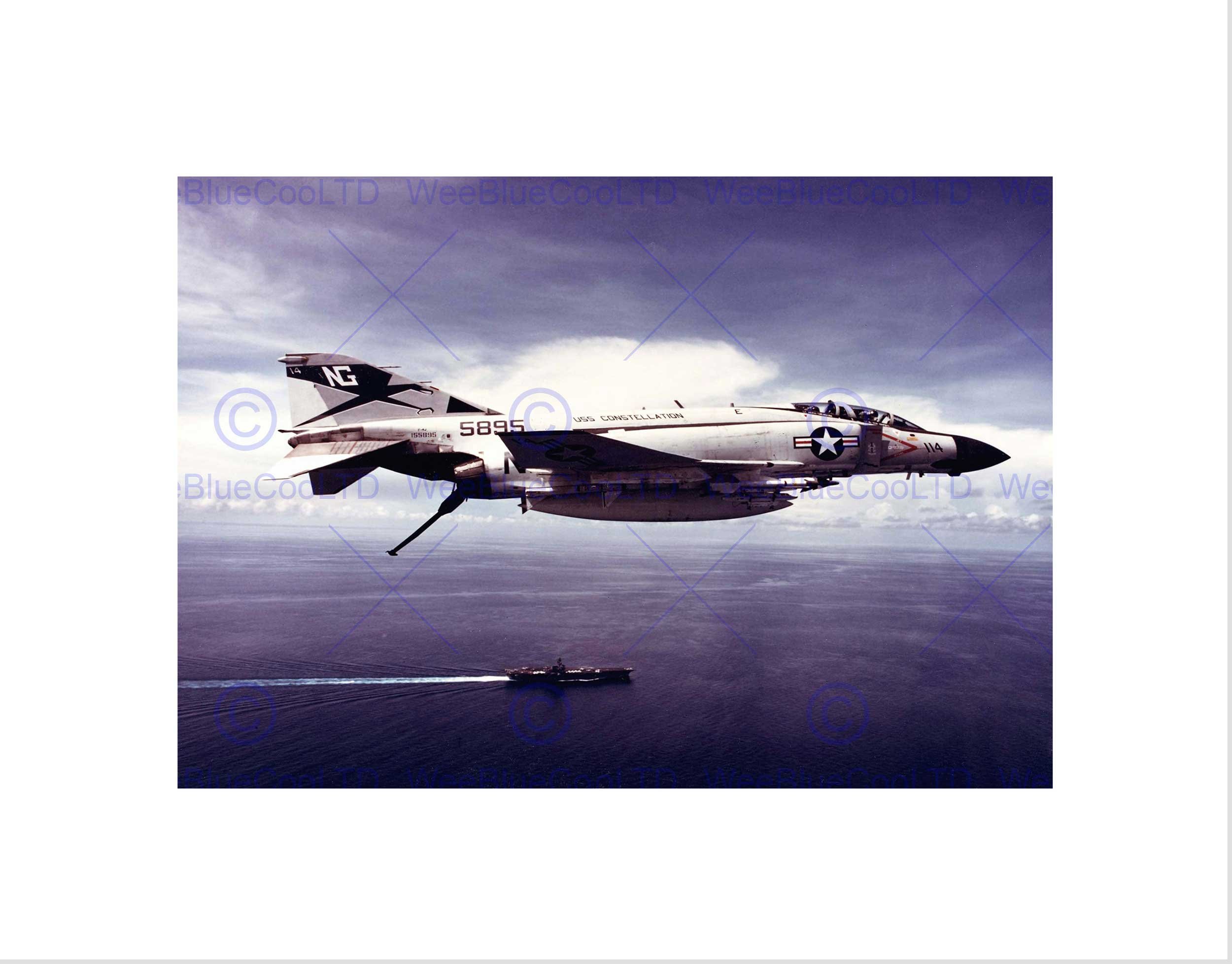 Wee Blue Coo Military Air Plane Fighter Jet F4j Phantom Navy Usaf Wall Art Print