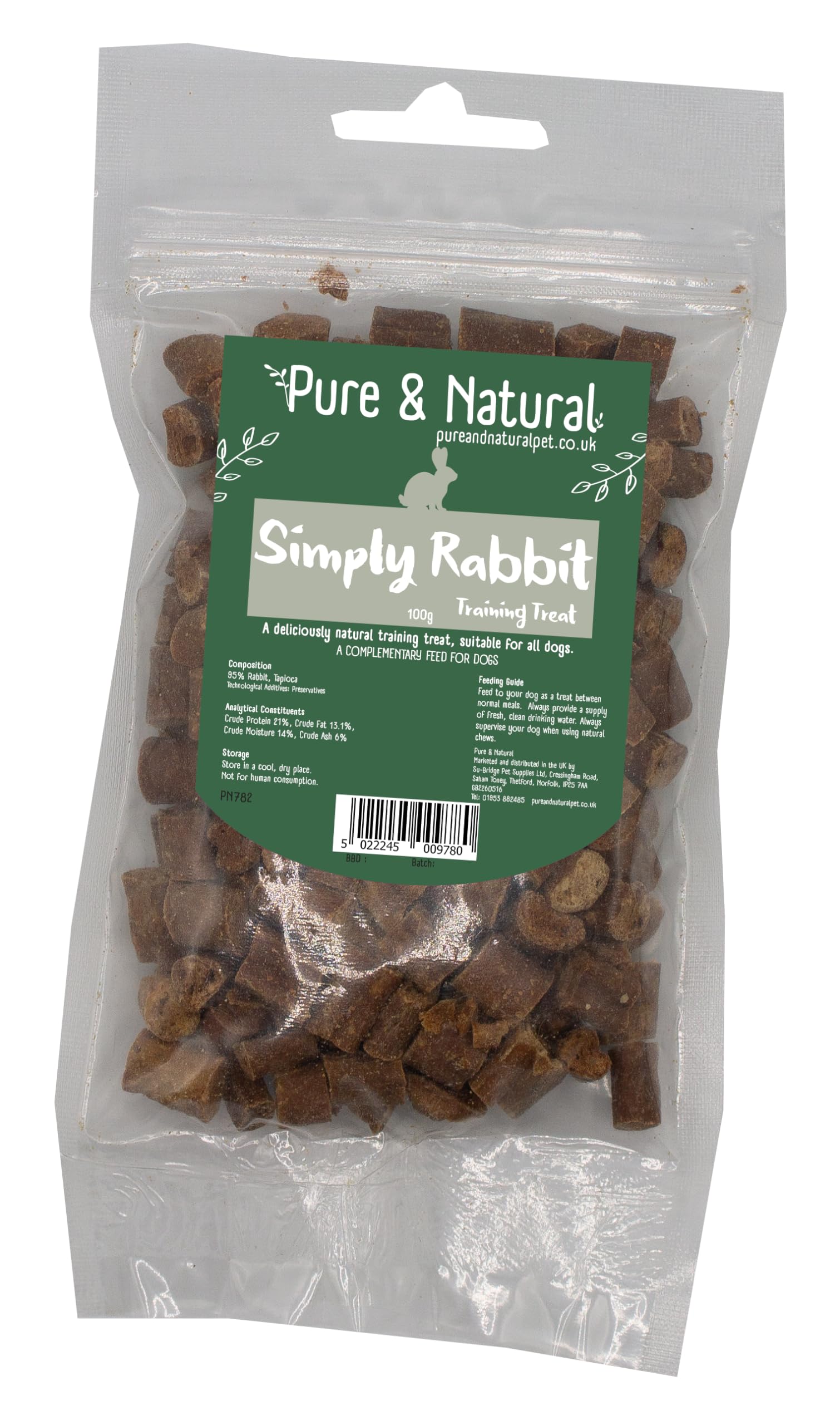 Pure & Natural Grain Free Dog Treats for Training - high value dog training treats Value Dog Training Treats | Healthy Dog Treats for Small Dogs to Large Breeds - Rabbit, 100g