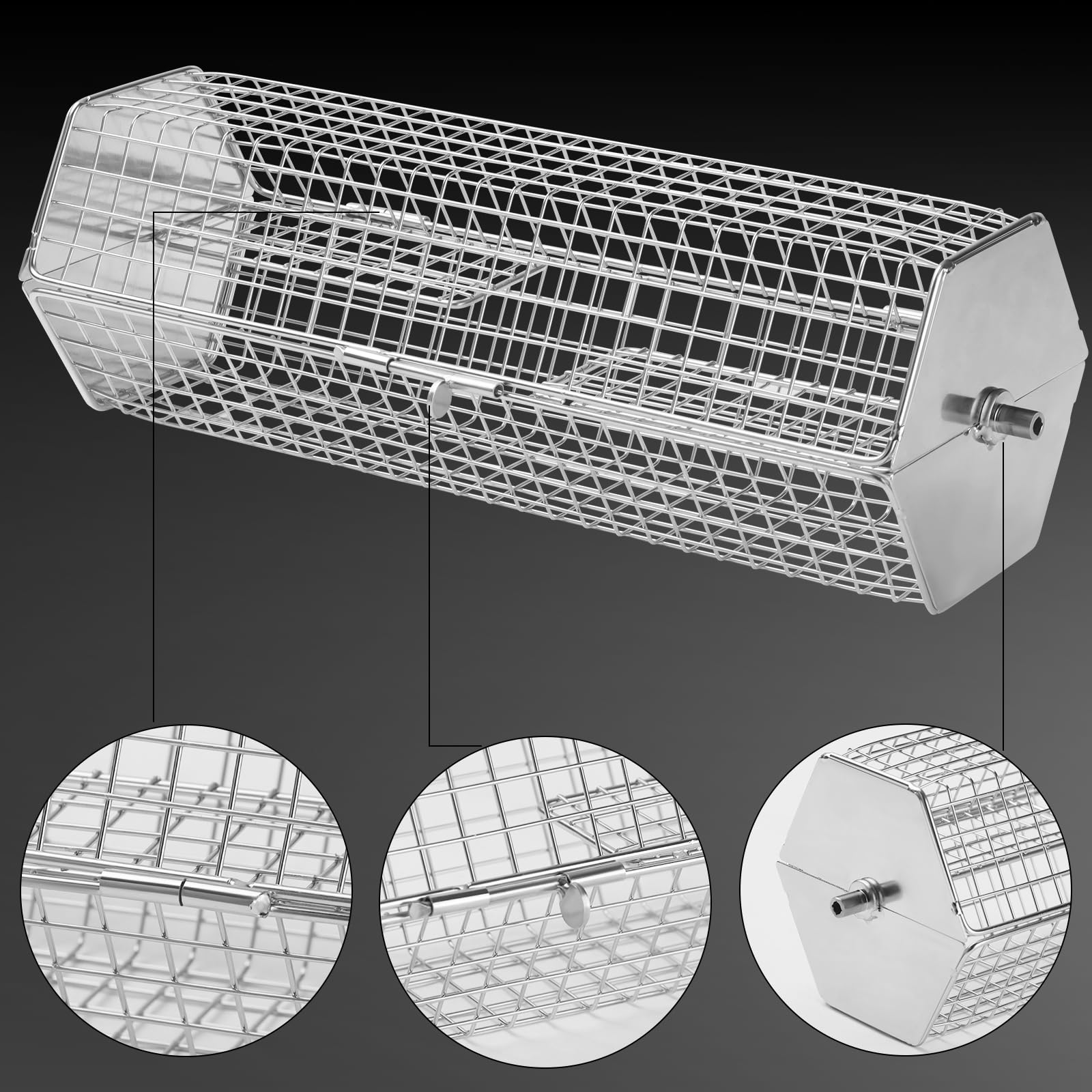Rolling Grill Basket, Acciaio inossidabile Rolling BBQ Cage