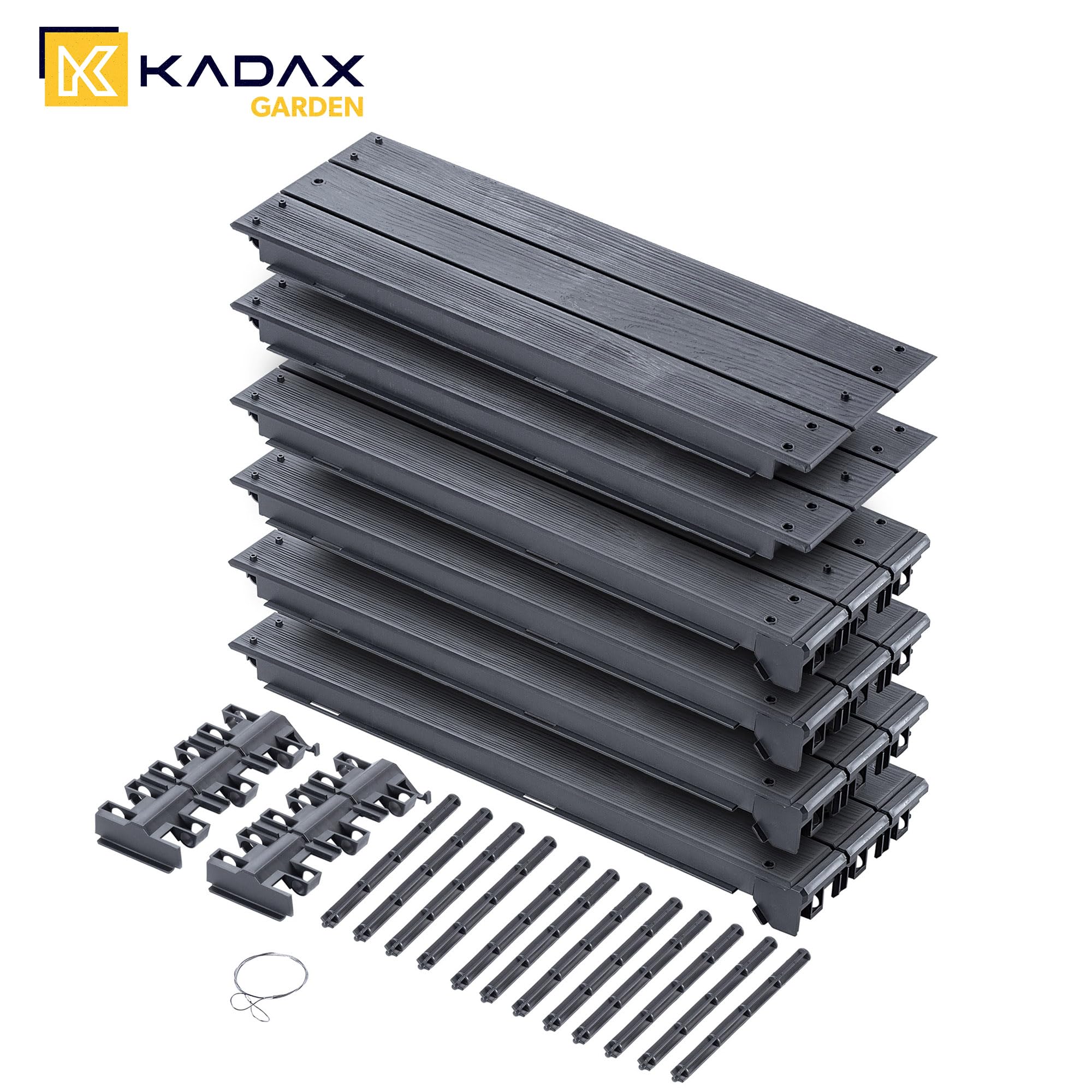 KADAX Jardín, arriate elevado, para el cultivo de verduras, flores y hierbas, macizos de hierbas, huertos, marco de plástico (rectangular antracita)