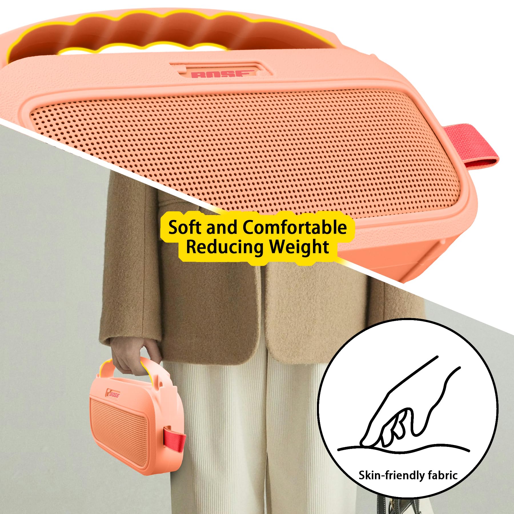 co2CREA Custodia Protettiva in Silicone Compatibile per altoparlante portatile Bluetooth Bose SoundLink Flex 2nd Gen (silicone + gancio moschettone + tracolla (altoparlante non incluso)