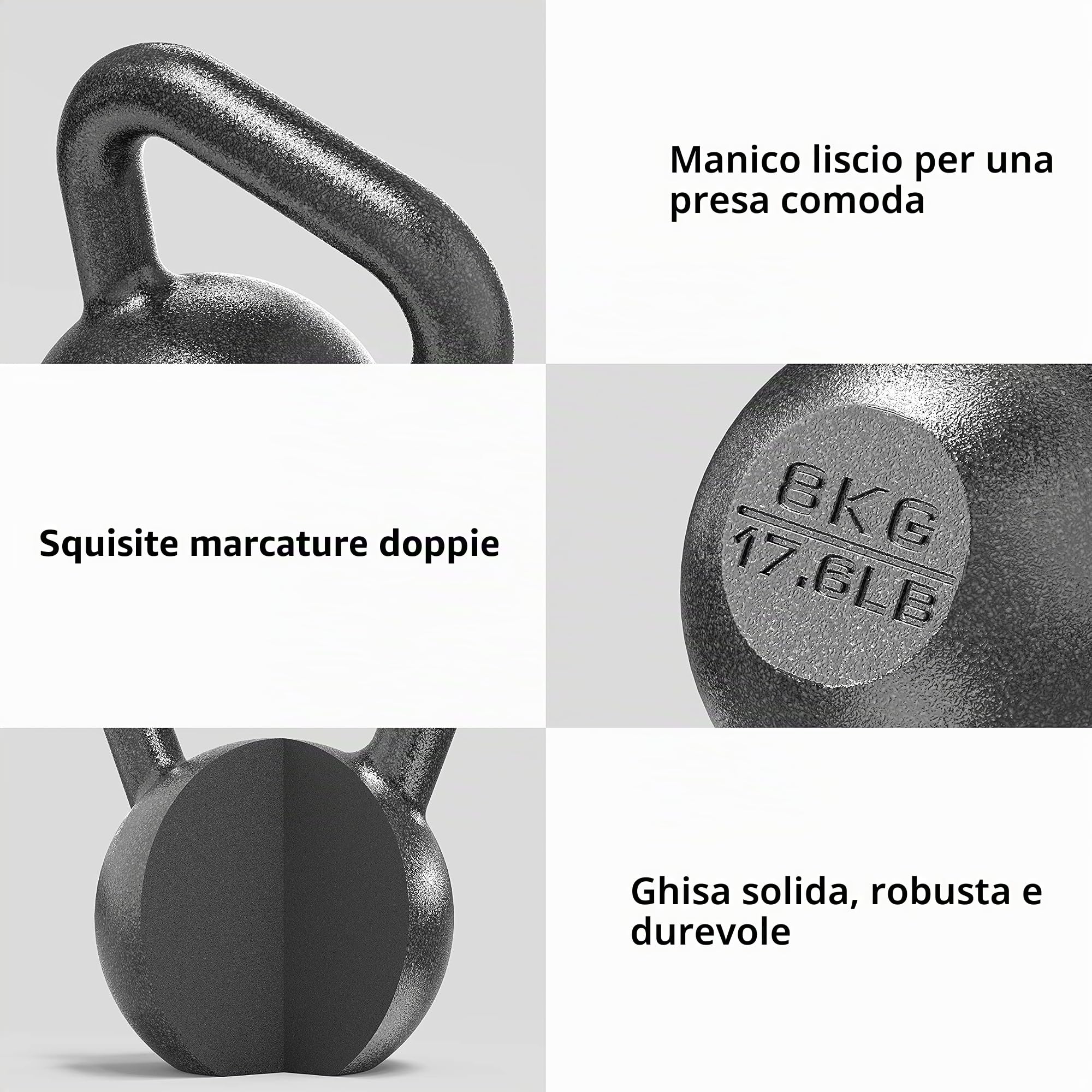 PROIRON Kettlebell ghisa Peso 8kg per Palestra Domestica Esercizi Fitness addestramento, potenziamento Muscolare (8kg)