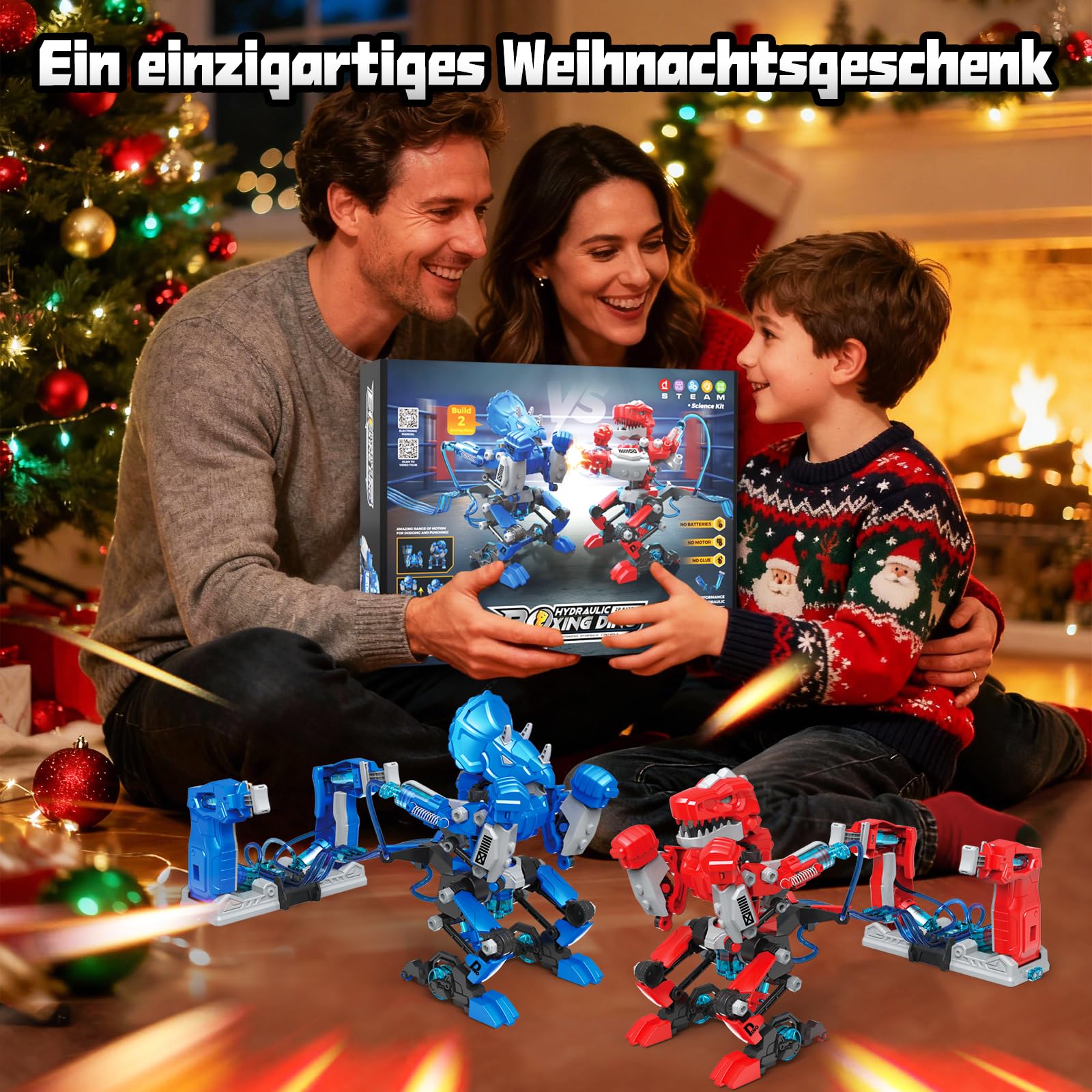 Ulikey Hydraulische Box-Bots, Das Roboter-Duell, Bauen Sie Zwei Hydraulisch Betriebene Boxroboter, mit Joystick und Hydraulik, Roboter Bausatz Kinder Spielzeug Geschenke ab 8-14 Jahre Jungen