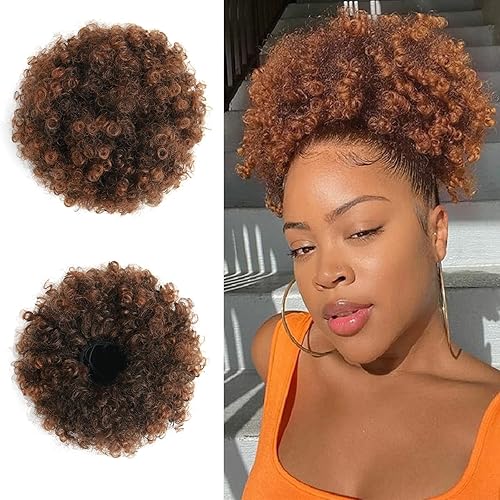Extensión de cola de caballo afro rizada con cordón para mujer, cola de caballo afro, rizado afro, extensiones de cabello sintético rizado con dos